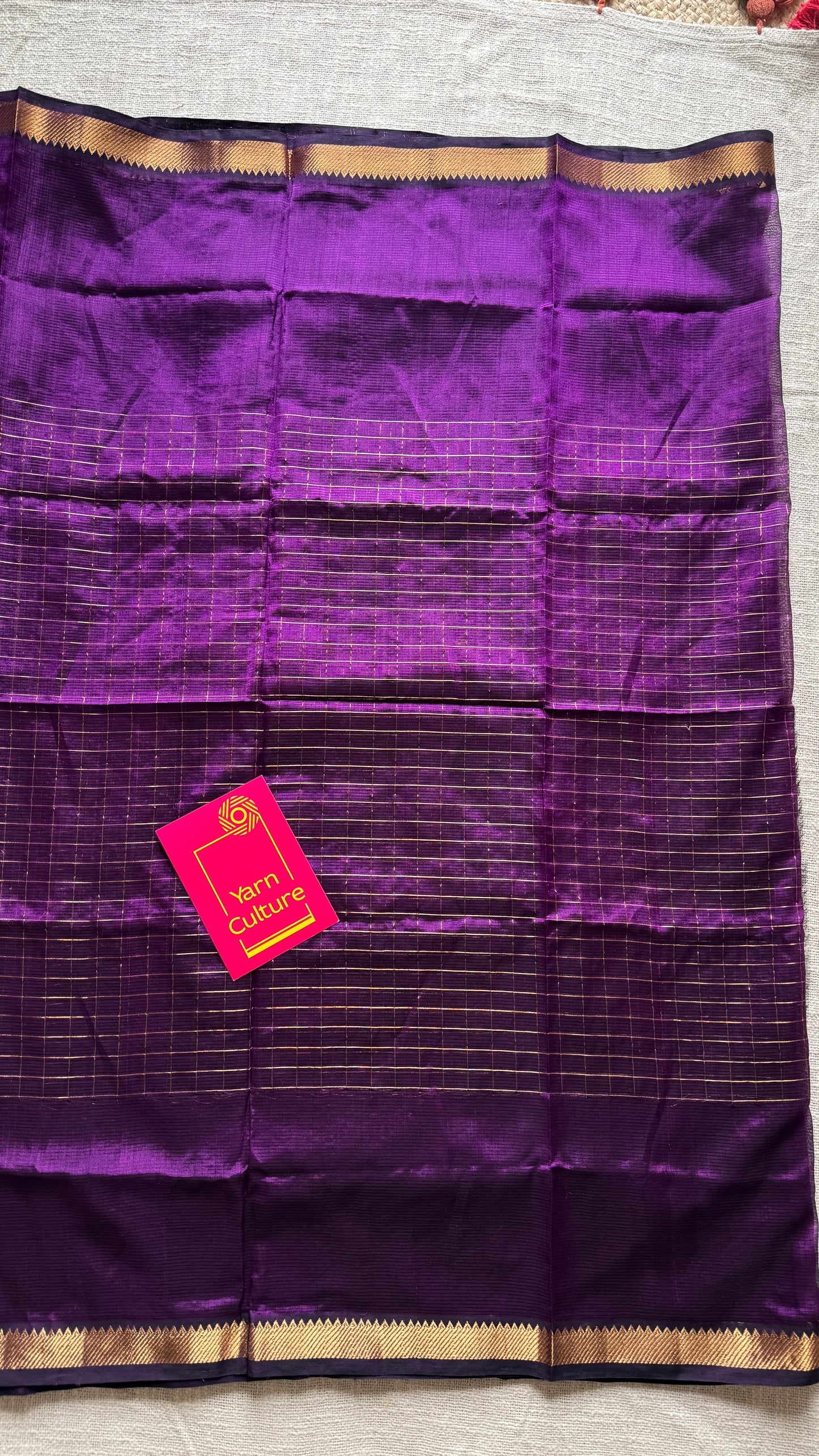Purple pink (vadamalli) checks, mangalgiri silk by silk, handwoven, soft, light weight- YCWOTDMSCM18