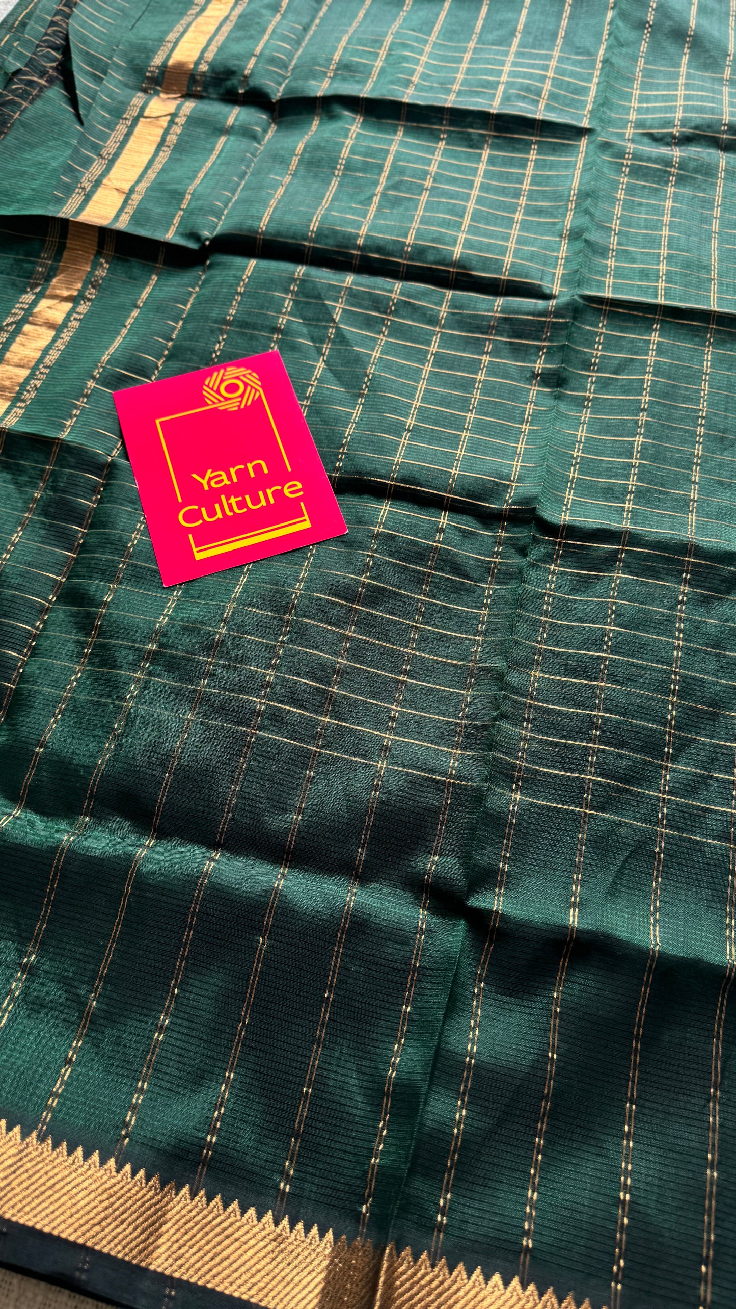 Green checks, mangalgiri silk by silk, handwoven, soft, light weight- YCWOTDMSCM17