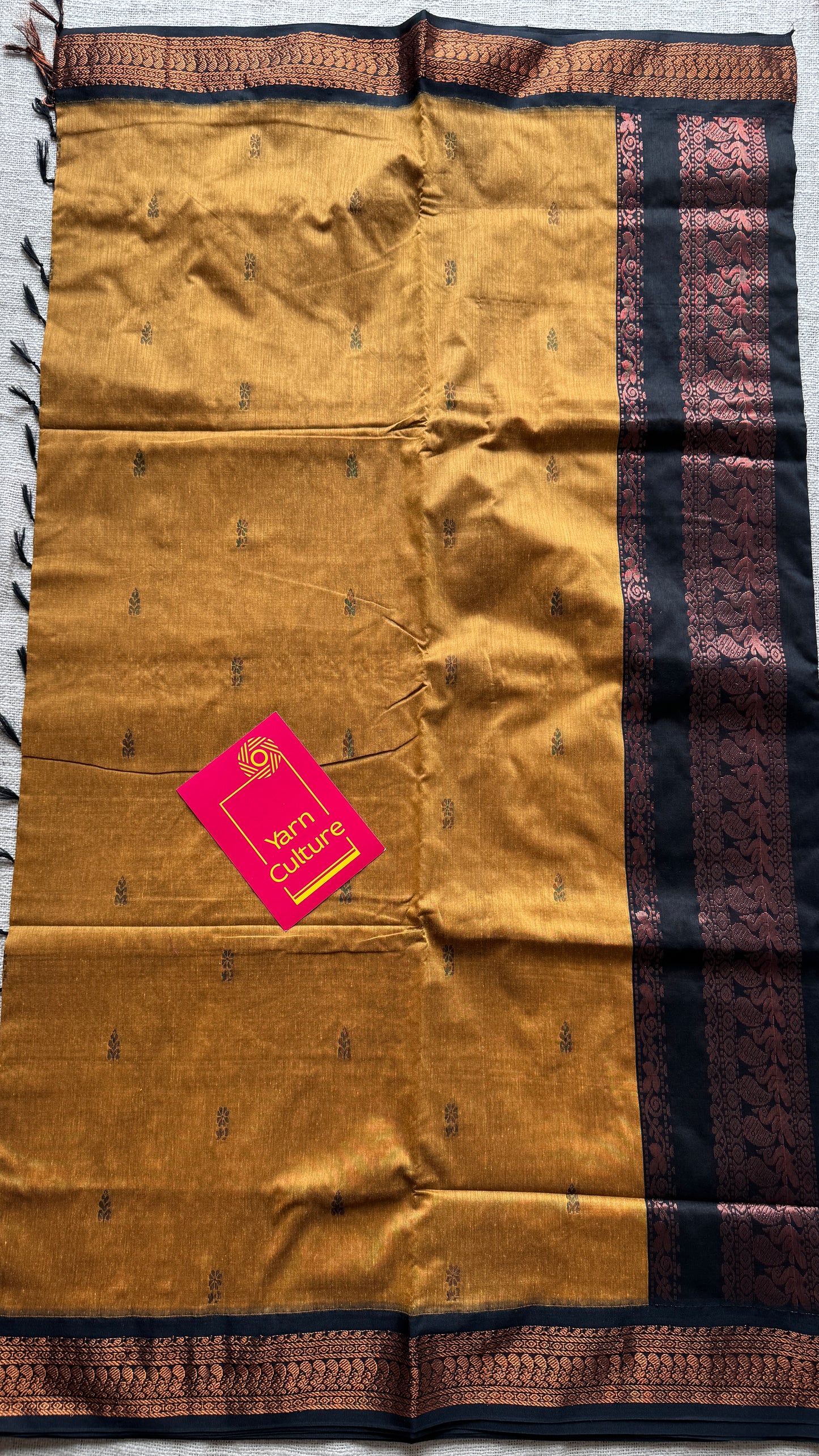 Yellow with black contrast - Kalyani Cotton Silk - YCCOTNKCSB06