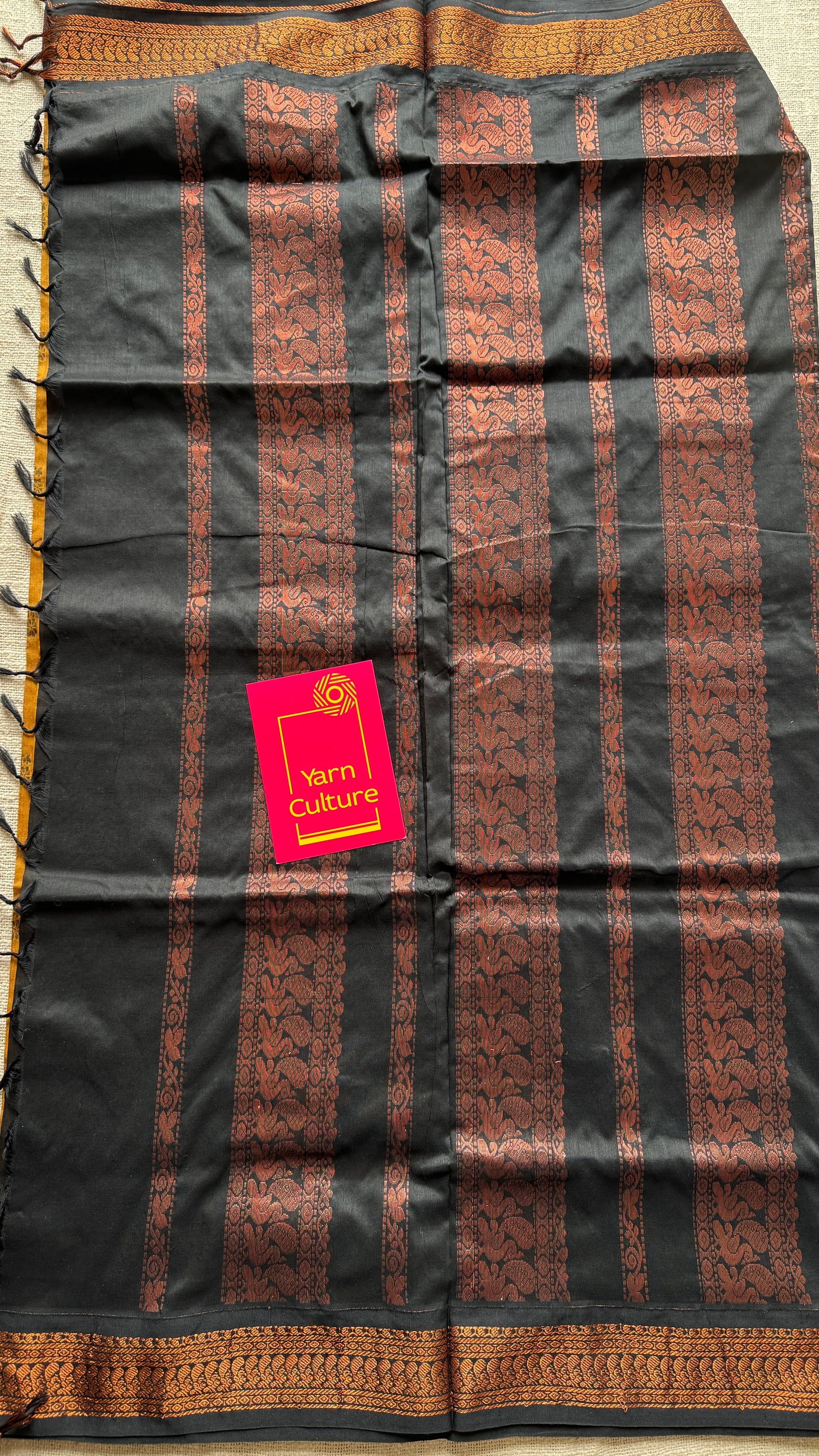 Yellow with black contrast - Kalyani Cotton Silk - YCCOTNKCSB06