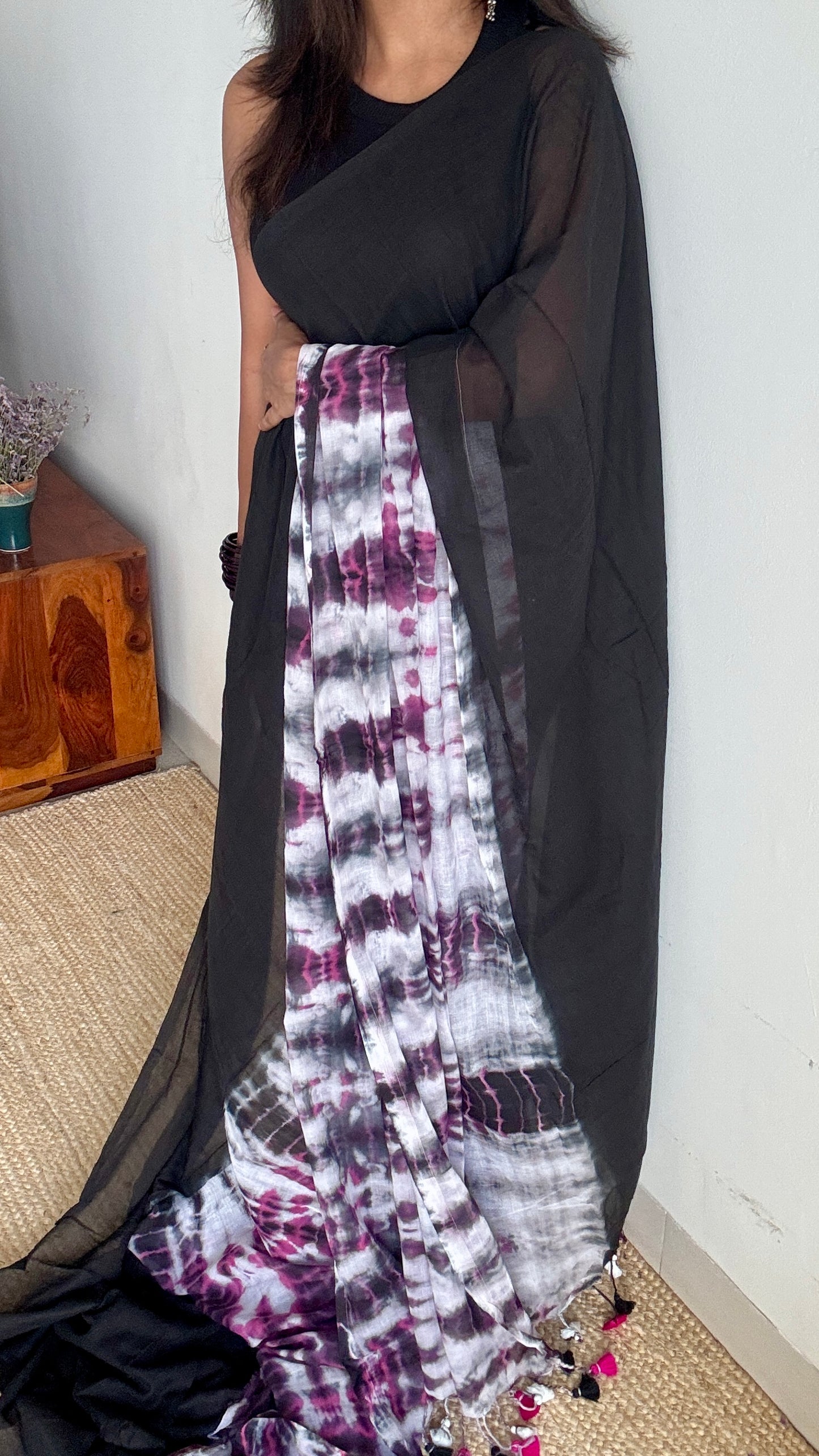 Blackcurrant with shibori pattern - Mul Cotton YCSS06
