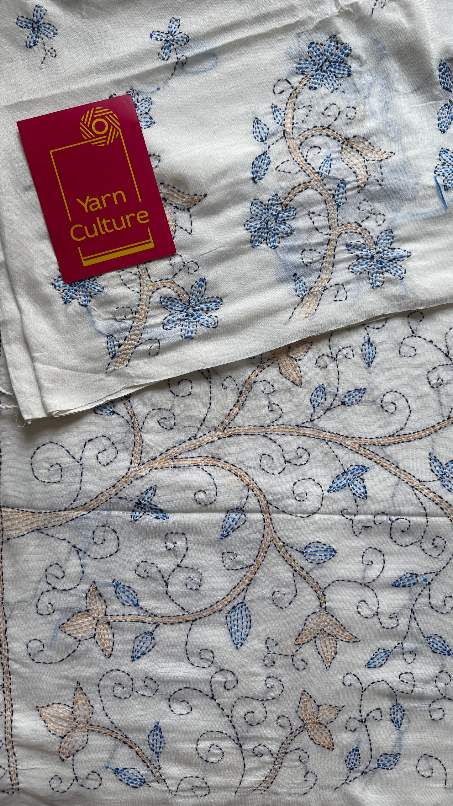 Shada Shobdo - White Whisper, kantha weave in soft khadi cotton