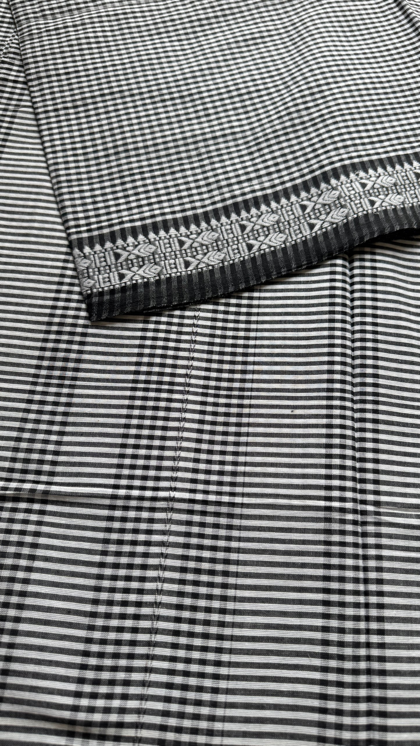 Maacher Golpo (The Fish Tale) - Black White Checkered Dhaniakhali Soft Cotton YCBCDK02