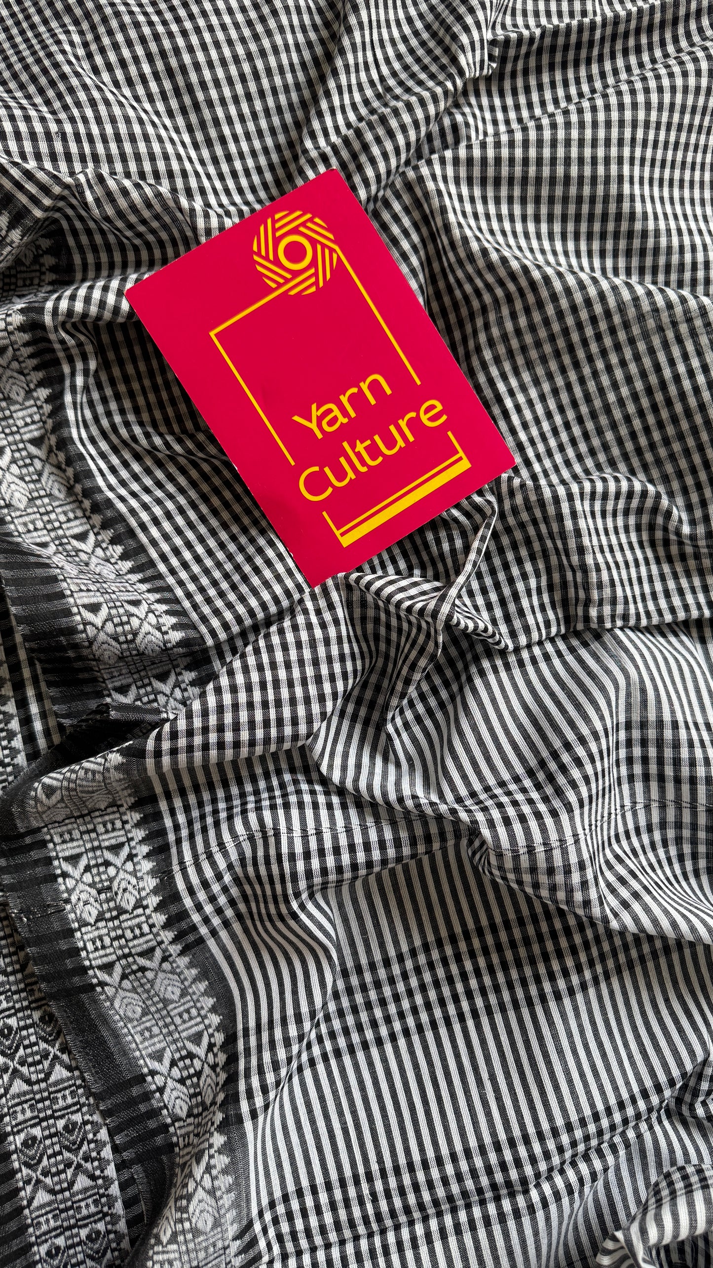 Maacher Golpo (The Fish Tale) - Black White Checkered Dhaniakhali Soft Cotton YCBCDK02