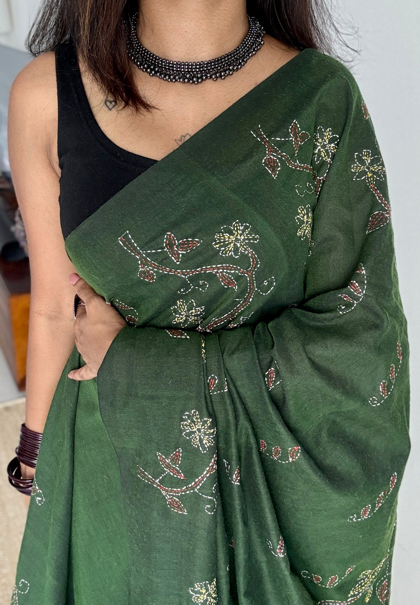 Bonolota - The Forest Vine, kantha weave in soft khadi cotton