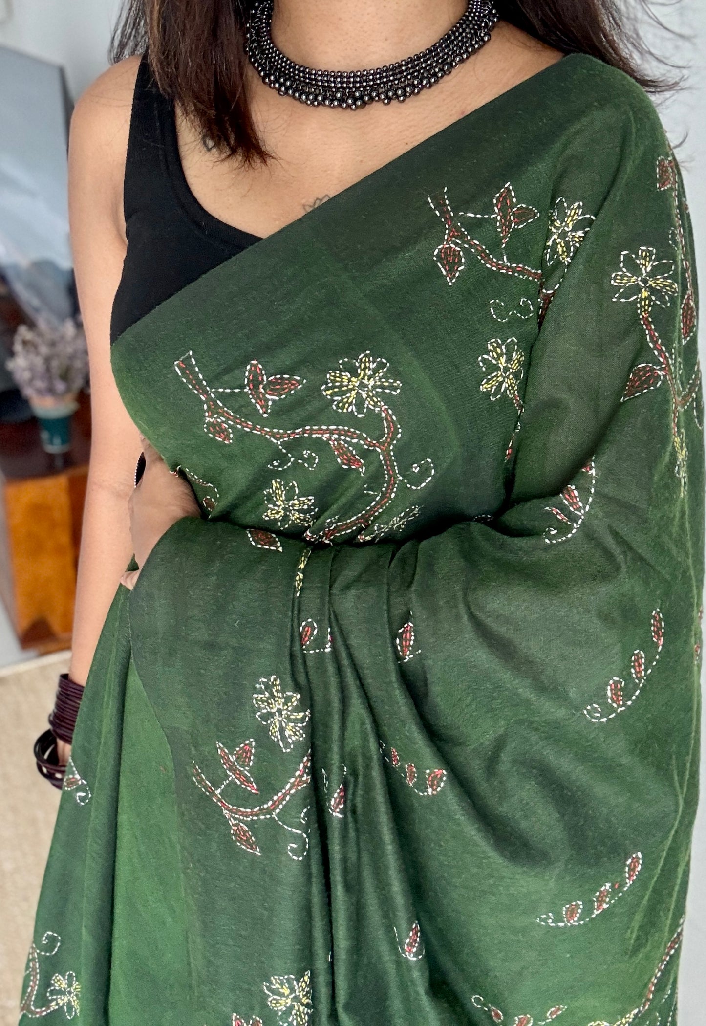 Bonolota - The Forest Vine, kantha weave in soft khadi cotton