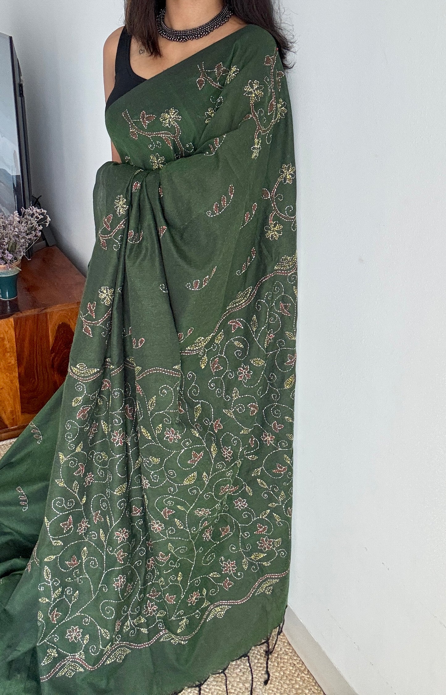 Bonolota - The Forest Vine, kantha weave in soft khadi cotton