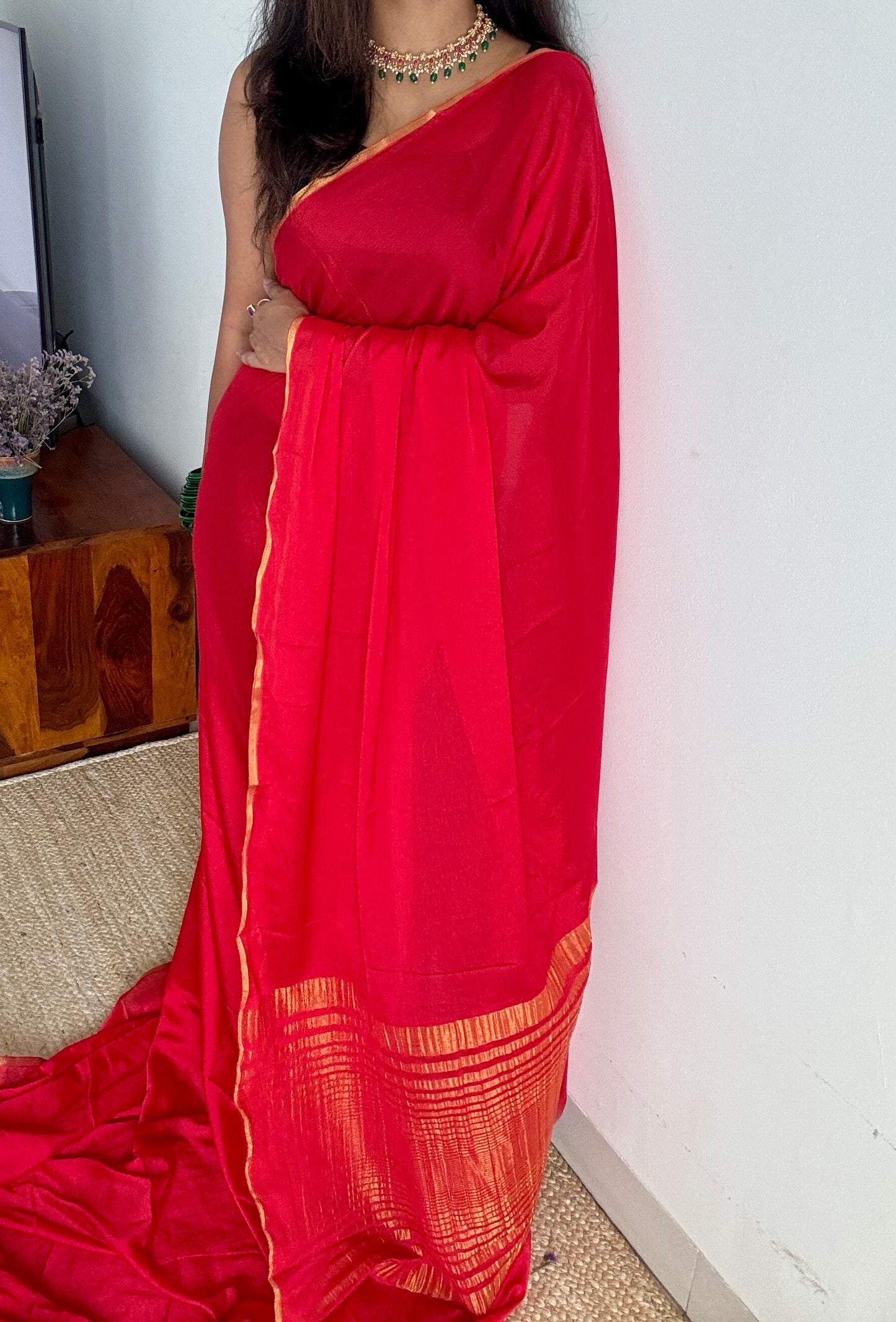 Ishq - Red hues & golden charm, chinon