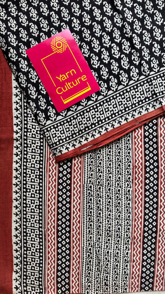 Patachitra - Black and white, Bagru block print, soft cotton
