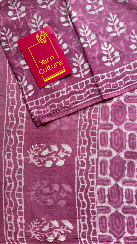 Rooh - Dusty pink hues, Bagru block print, soft cotton YCTORBBP05