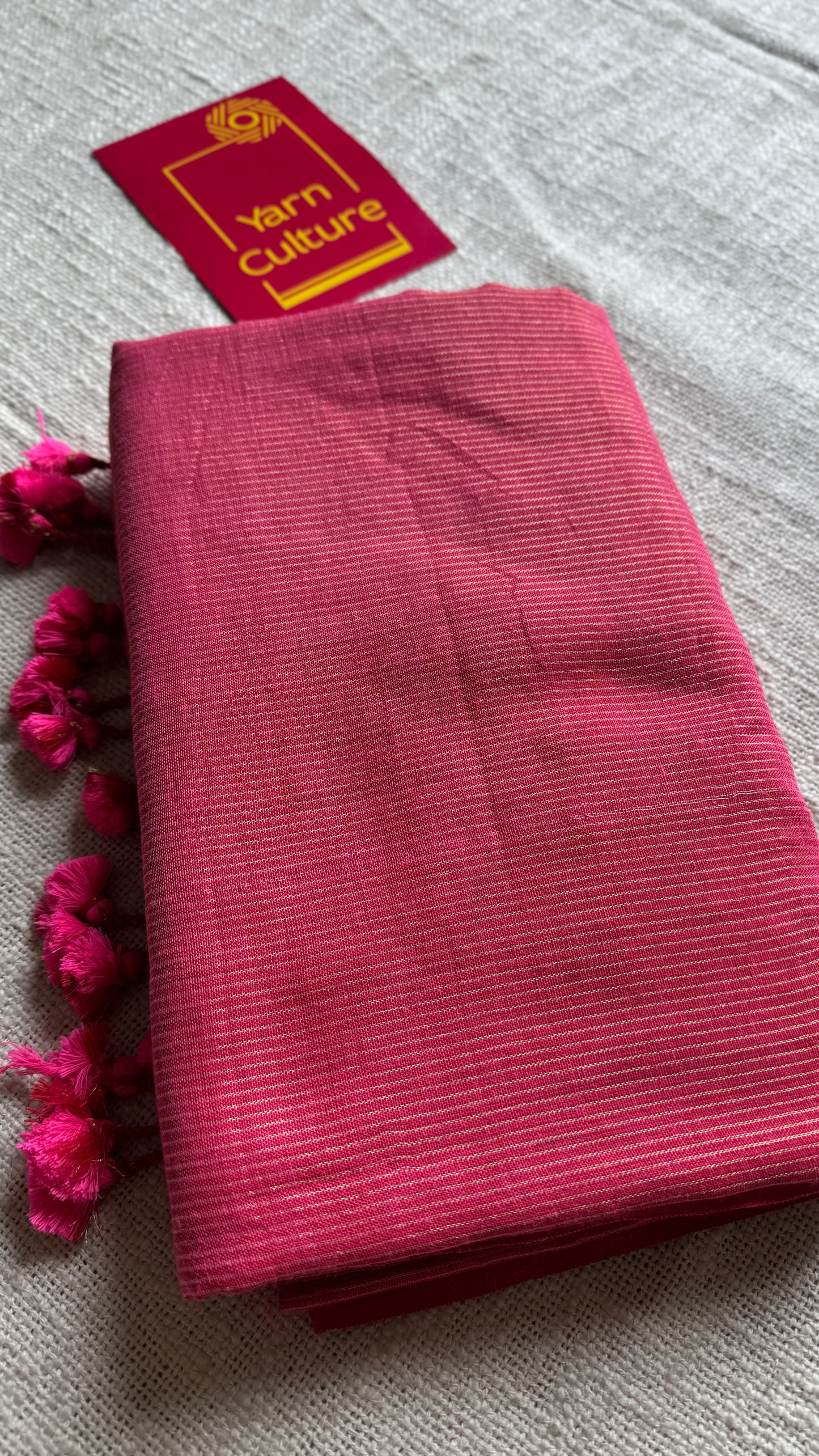 Peach pink, gold zari stripes - Soft Khadi Cotton, YCBCSKZS08