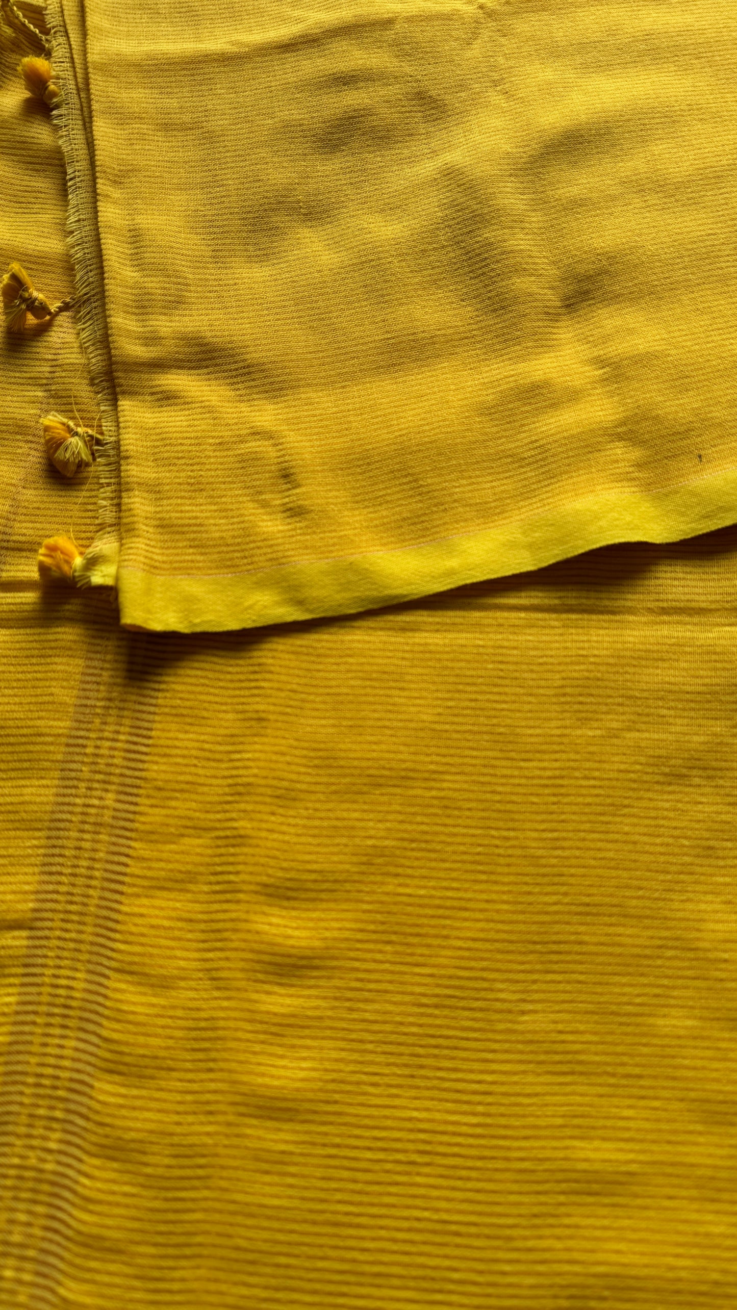 Yellow, gold zari stripes - Soft Khadi Cotton, YCBCSKZS09