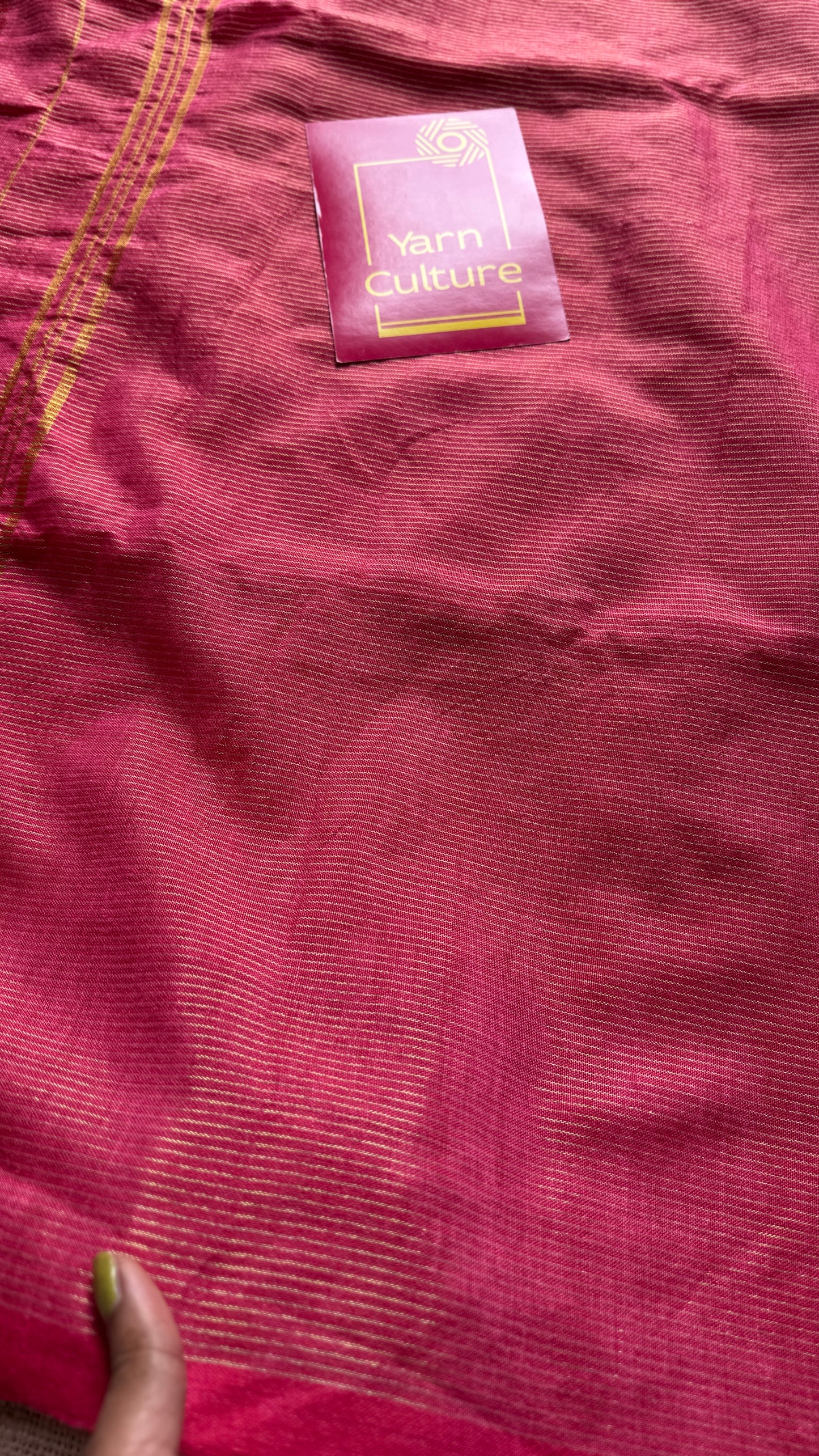 Peach pink, gold zari stripes - Soft Khadi Cotton, YCBCSKZS08