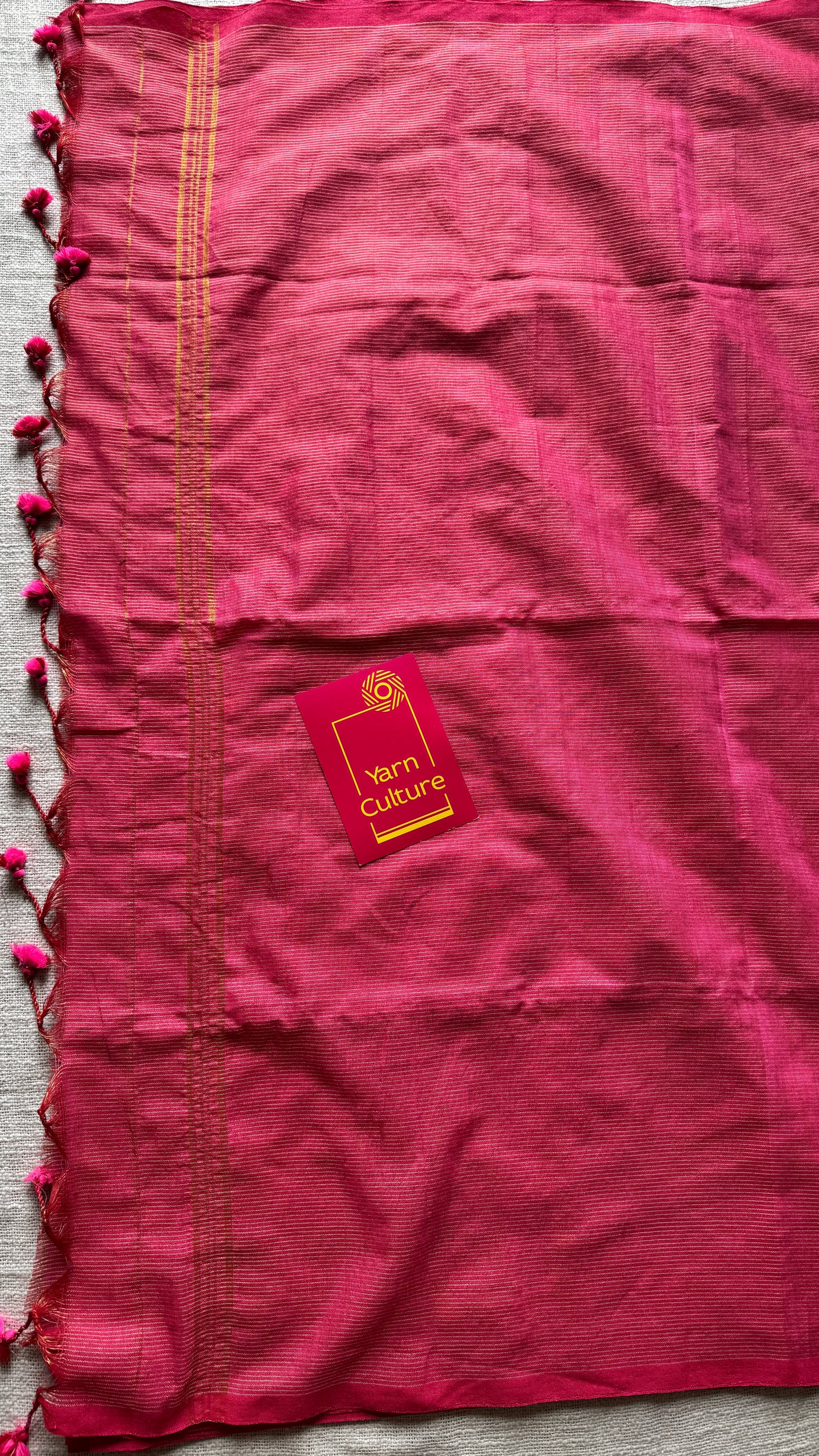 Peach pink, gold zari stripes - Soft Khadi Cotton, YCBCSKZS08