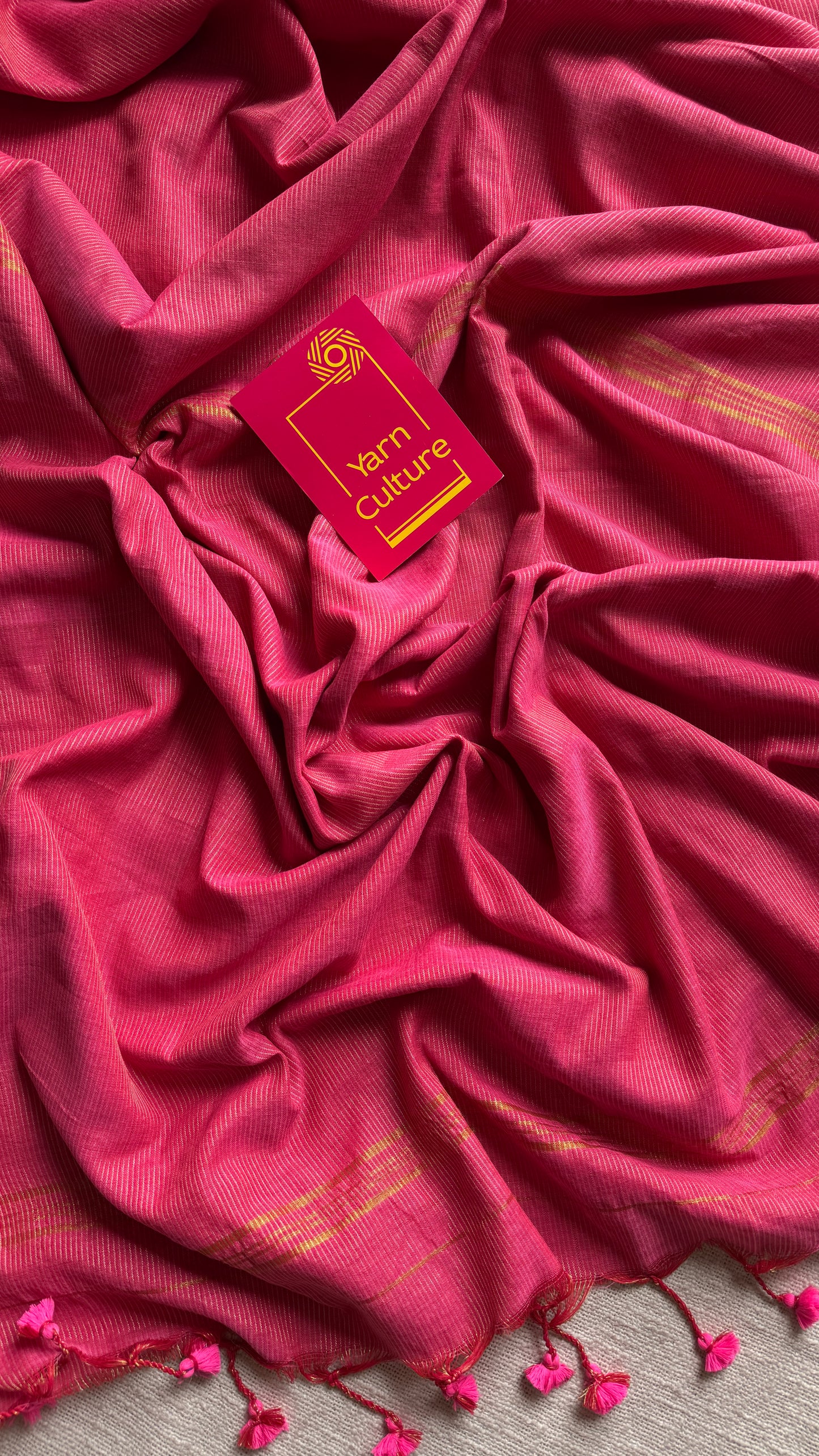 Peach pink, gold zari stripes - Soft Khadi Cotton, YCBCSKZS08
