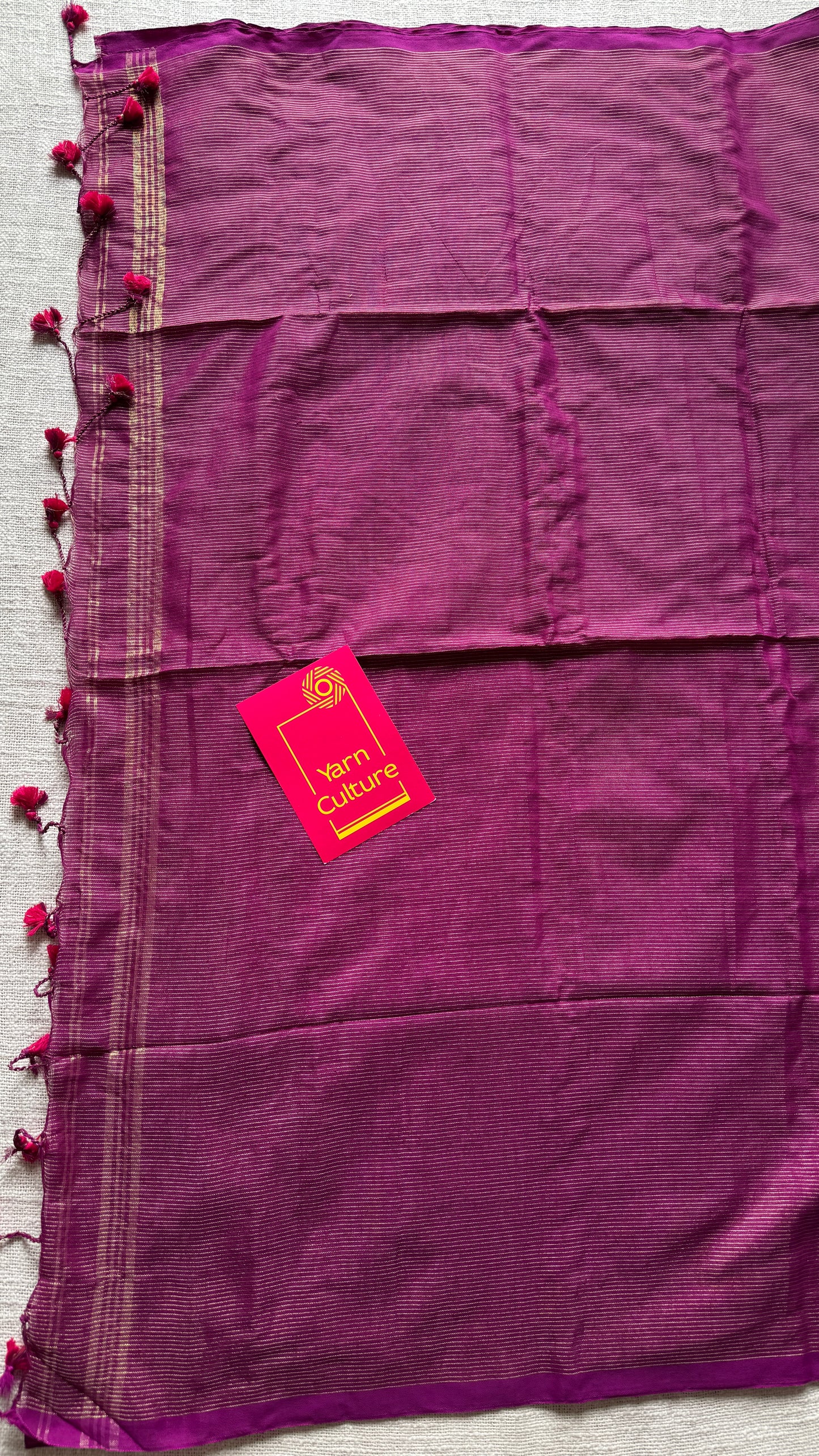 Purple pink (vadamalli), gold zari stripes - Soft Khadi Cotton, YCBCSKZS04