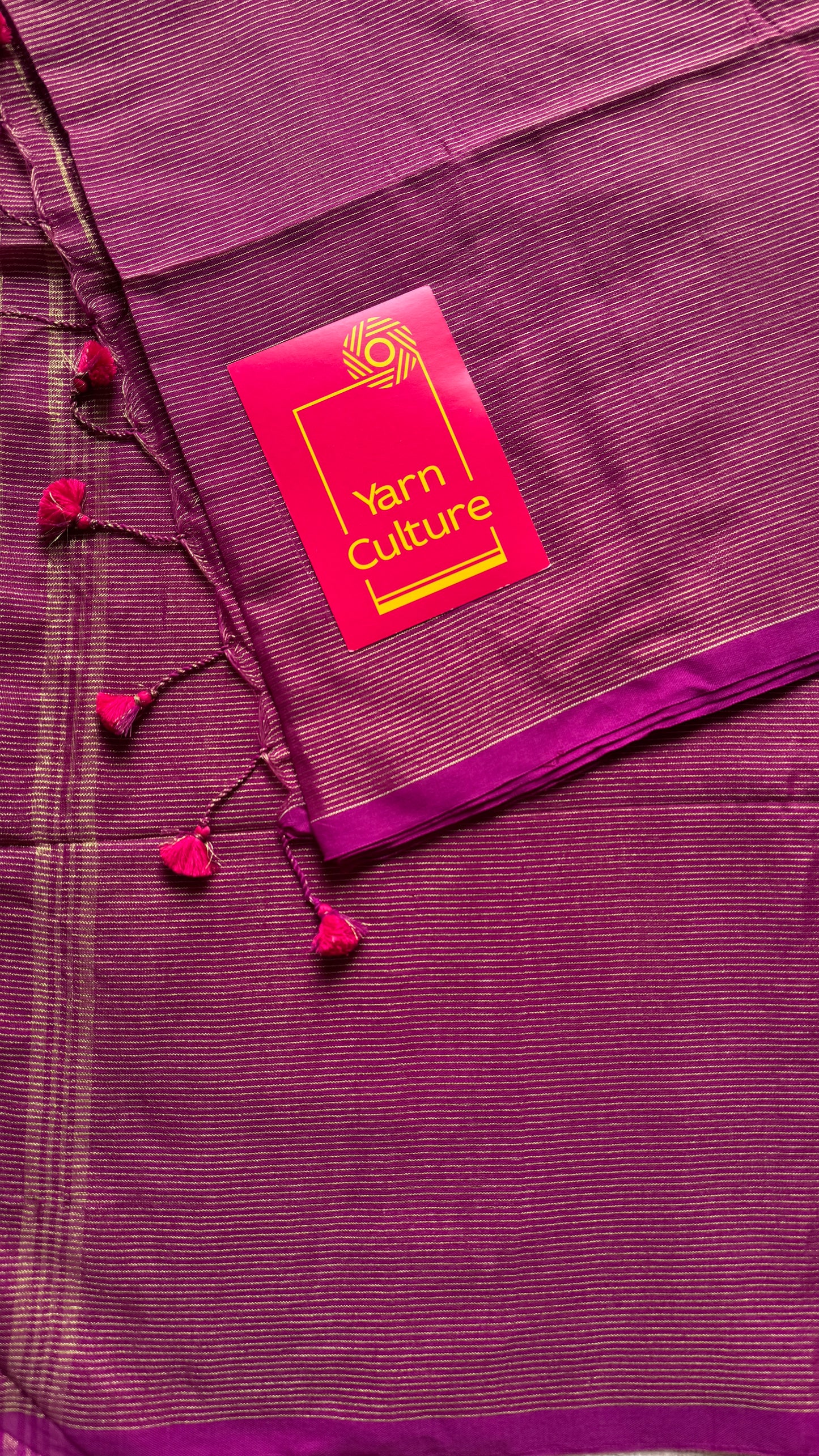 Purple pink (vadamalli), gold zari stripes - Soft Khadi Cotton, YCBCSKZS04