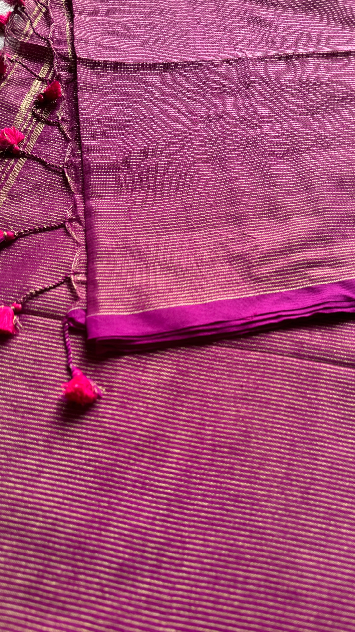 Purple pink (vadamalli), gold zari stripes - Soft Khadi Cotton, YCBCSKZS04
