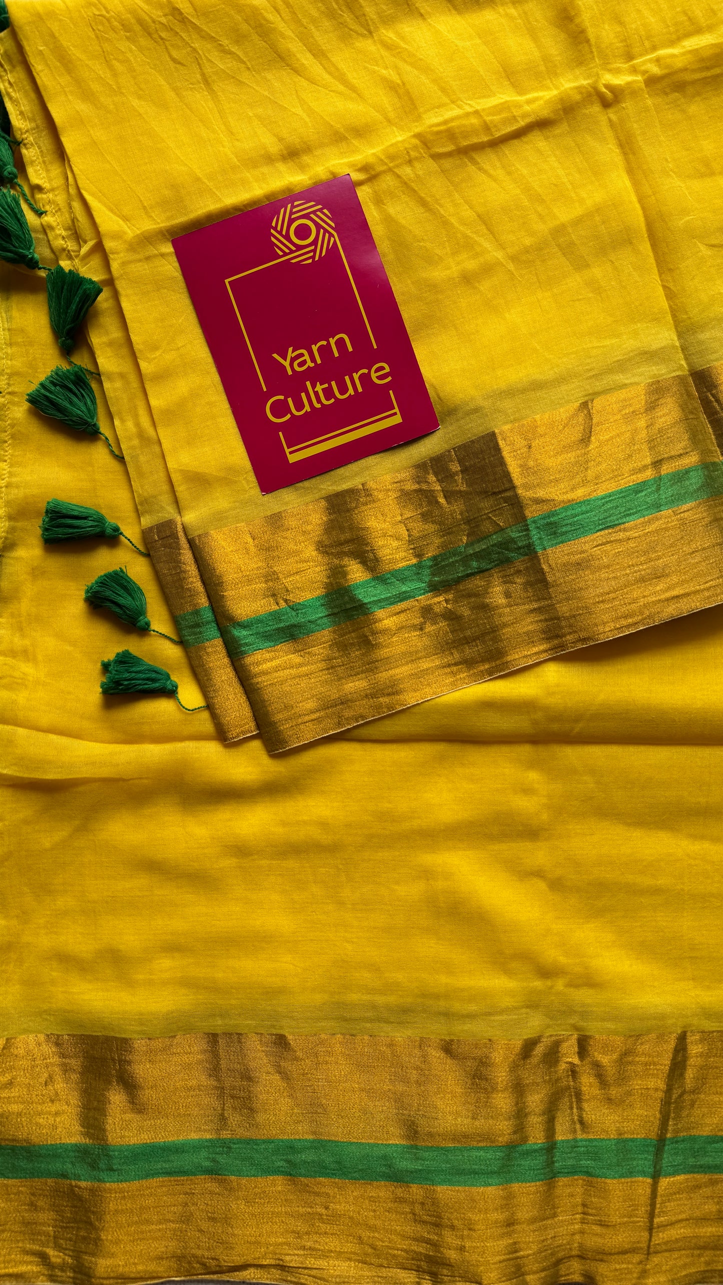 Yellow with antique gold border, mul cotton YCBCMCM24