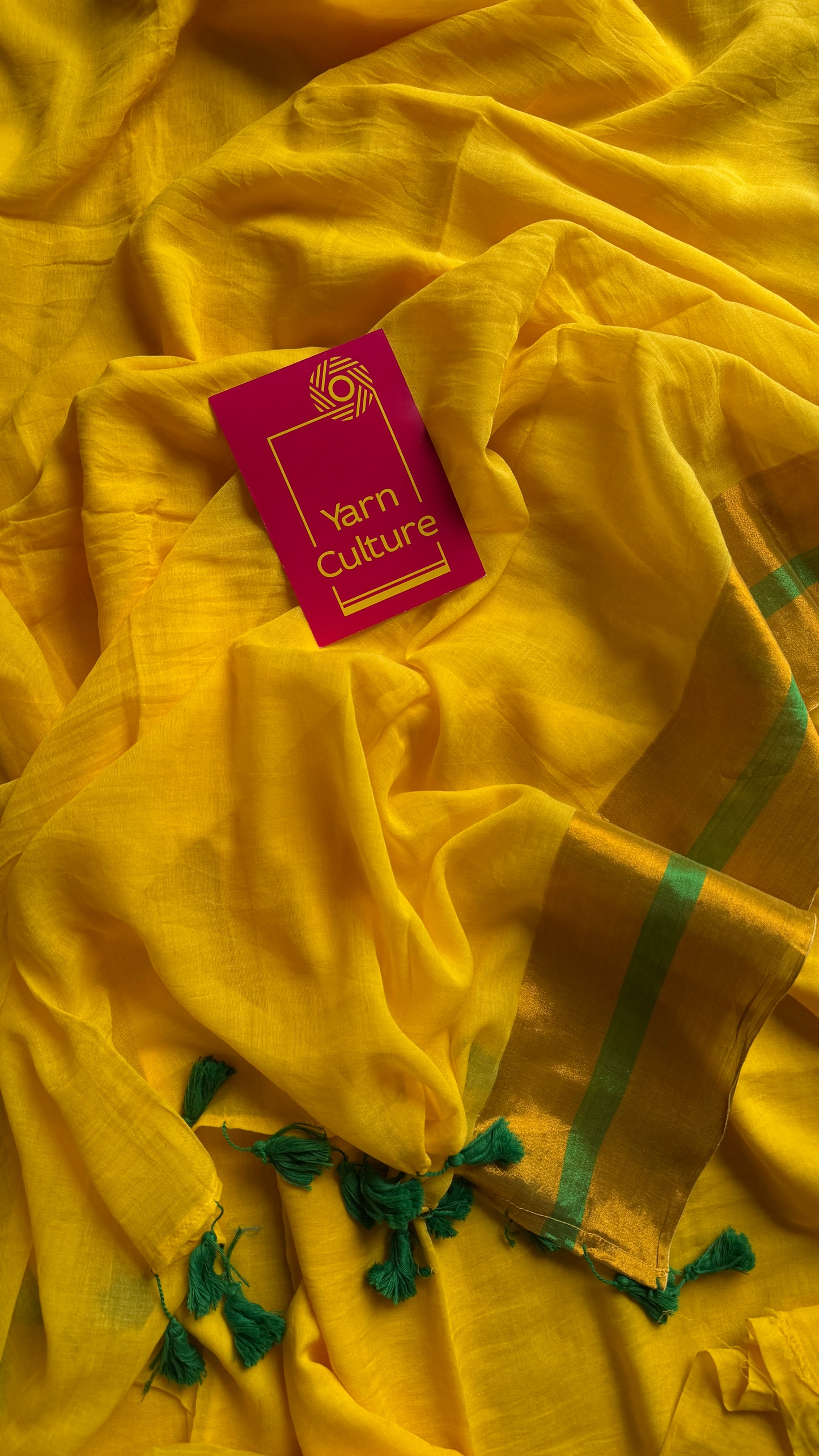 Yellow with antique gold border, mul cotton YCBCMCM24