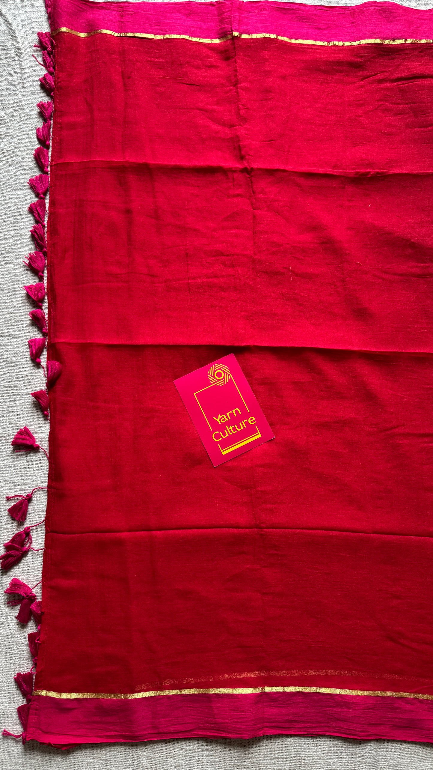 Red with pink border, mul cotton YCBCMCM25