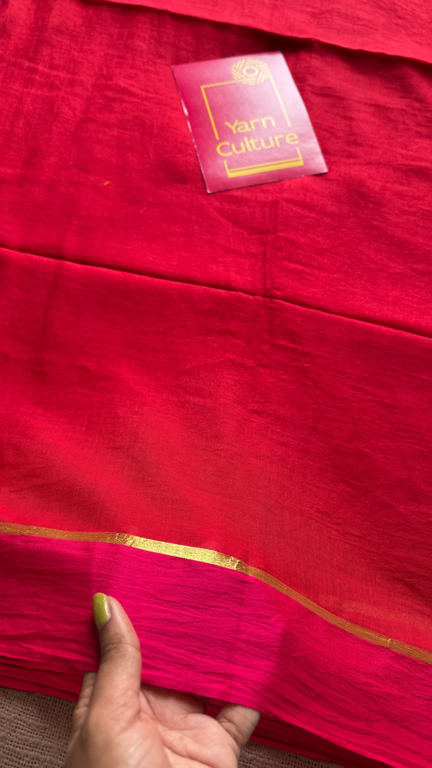 Red with pink border, mul cotton YCBCMCM25