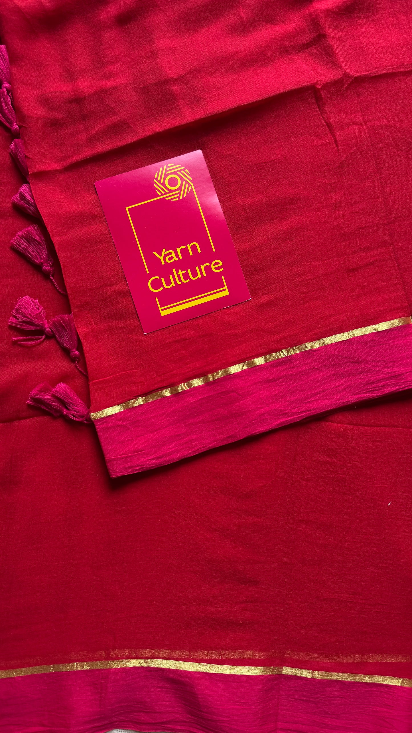 Red with pink border, mul cotton YCBCMCM25