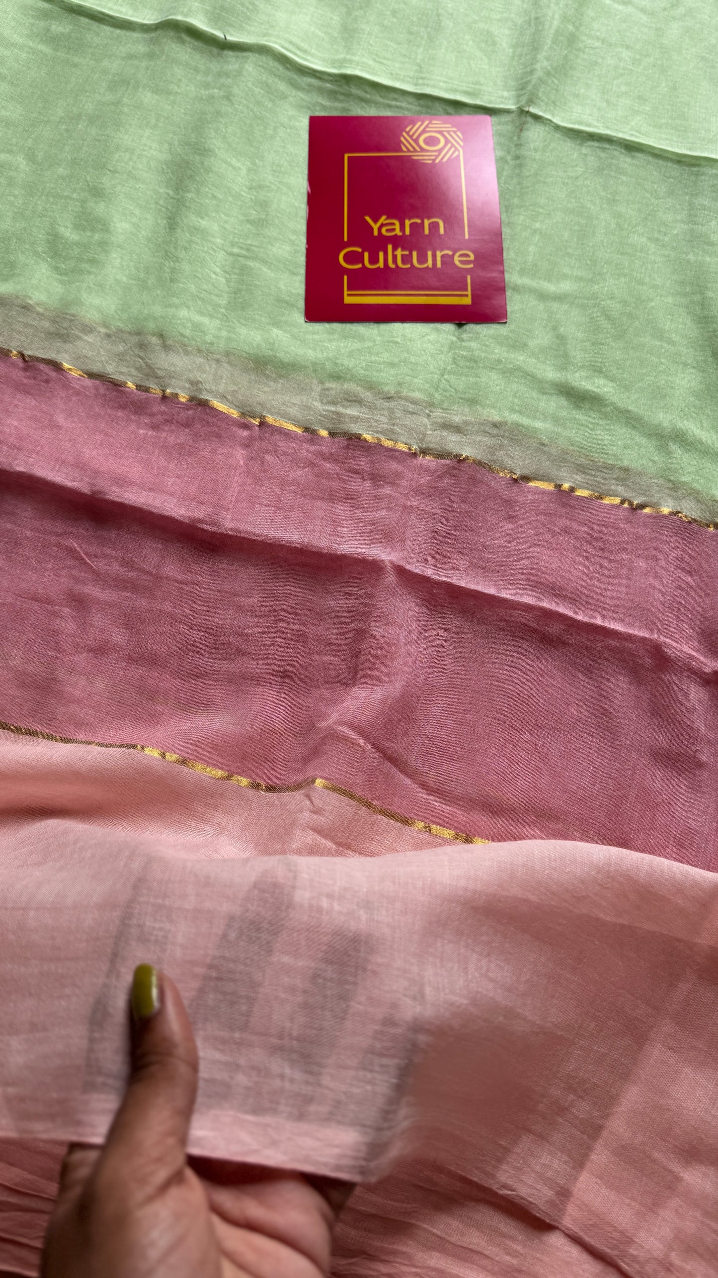 Pista green and pastel pinks, mul cotton YCBCMCM26