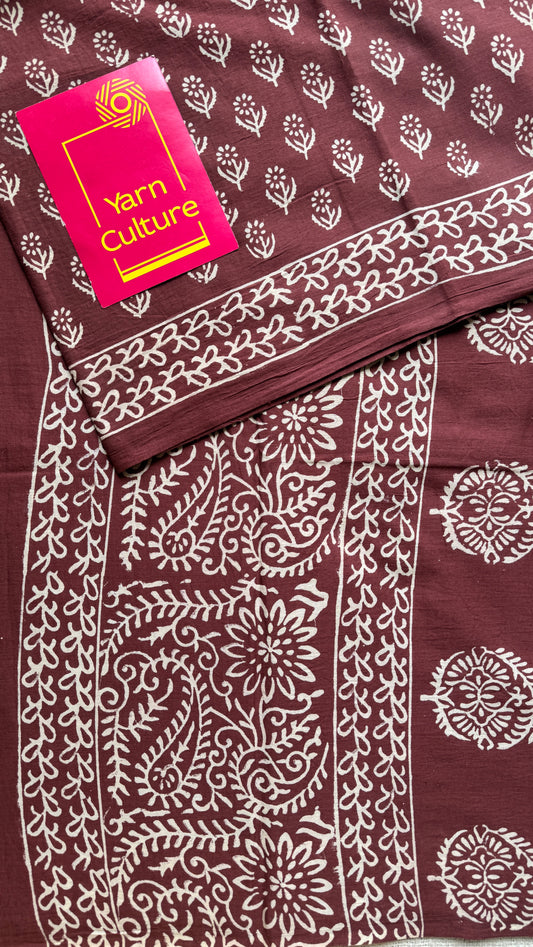 Mitti - Brownish red hues, Bagru block print, soft cotton YCTORBBP06