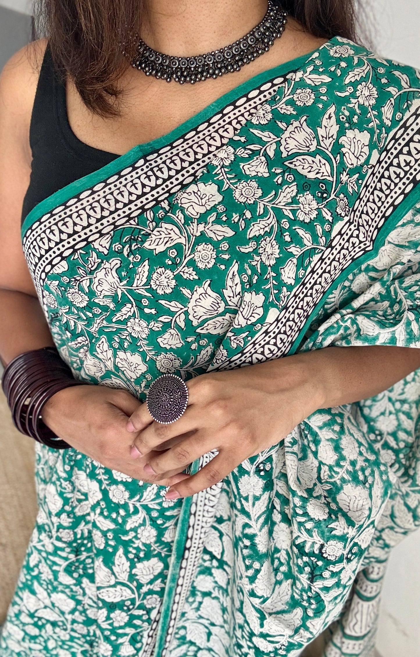 Mor Malhaar - Peacock hues, Bagru block print, soft cotton YCTORBBP02