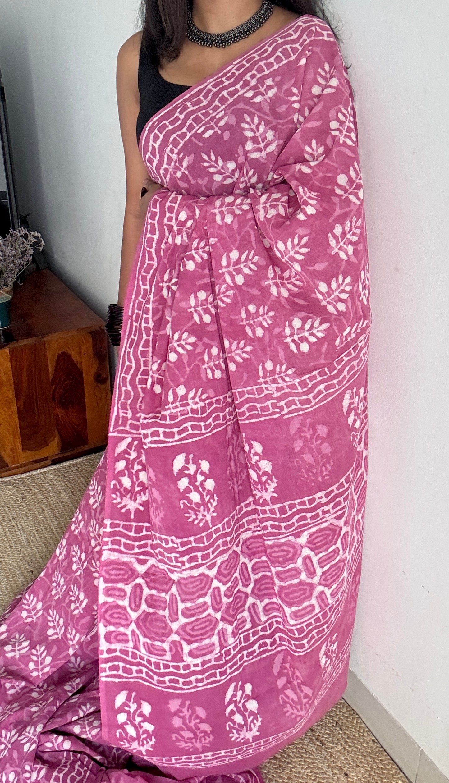 Rooh - Dusty pink hues, Bagru block print, soft cotton YCTORBBP05