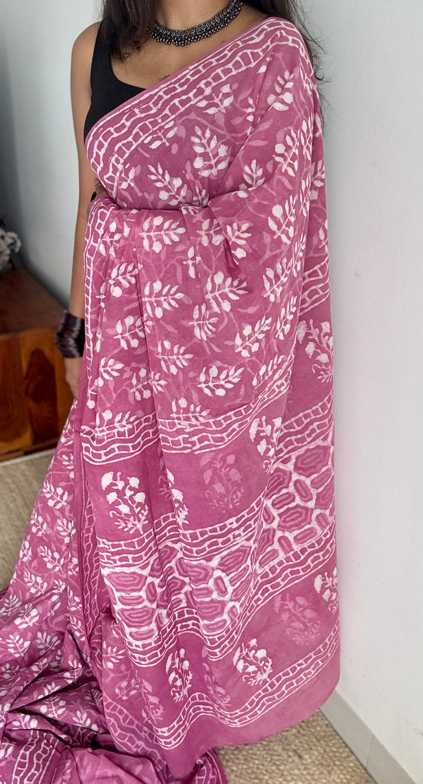 Rooh - Dusty pink hues, Bagru block print, soft cotton YCTORBBP05