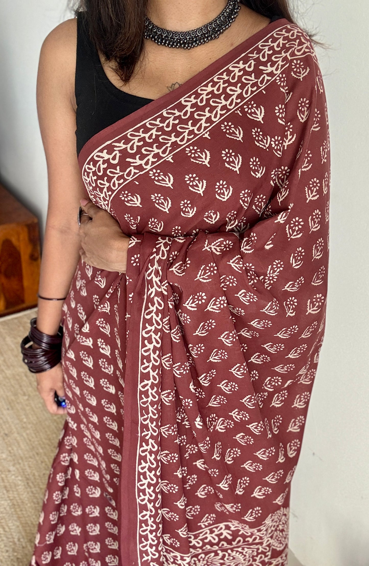 Mitti - Brownish red hues, Bagru block print, soft cotton YCTORBBP06