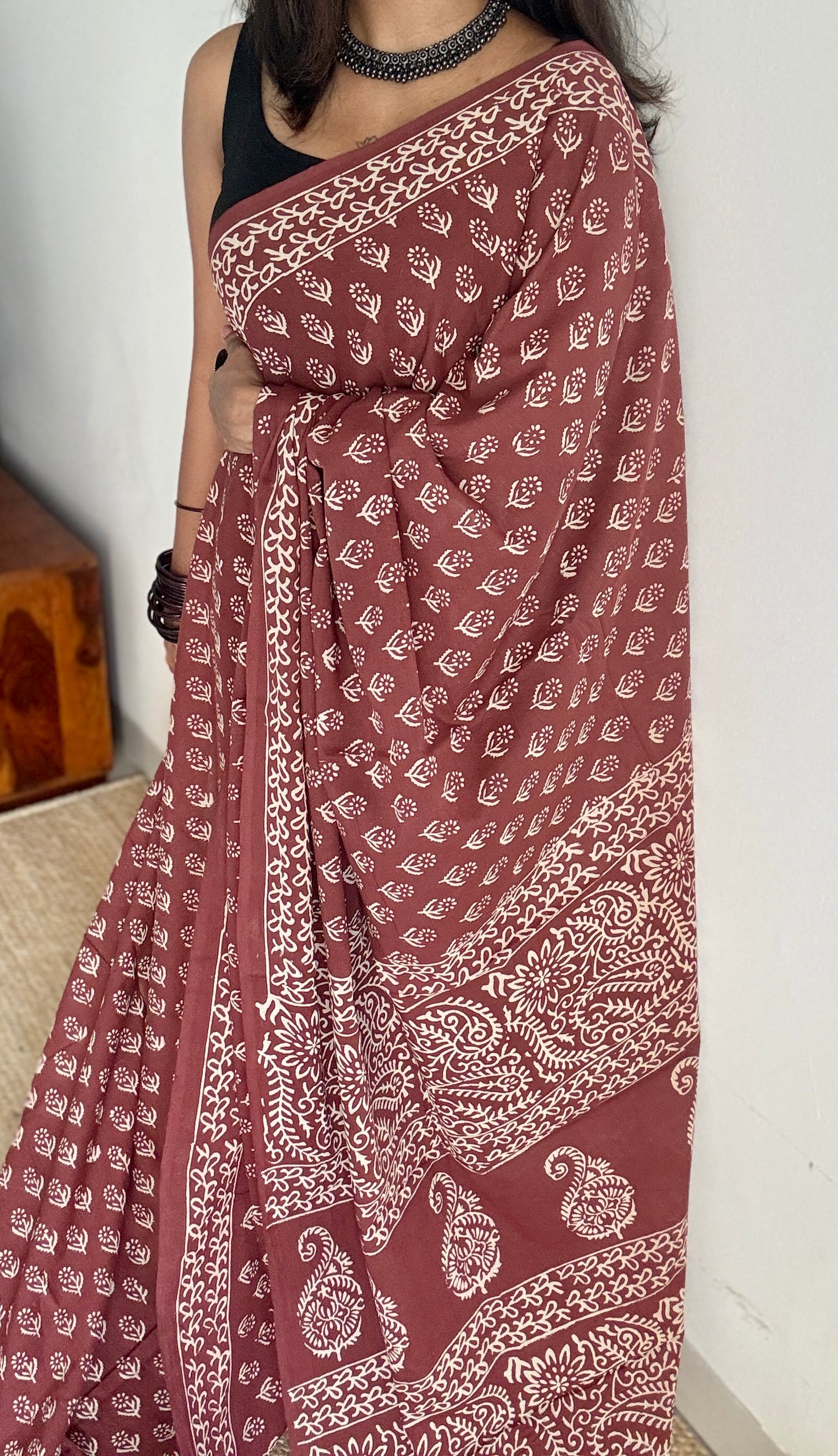 Mitti - Brownish red hues, Bagru block print, soft cotton YCTORBBP06