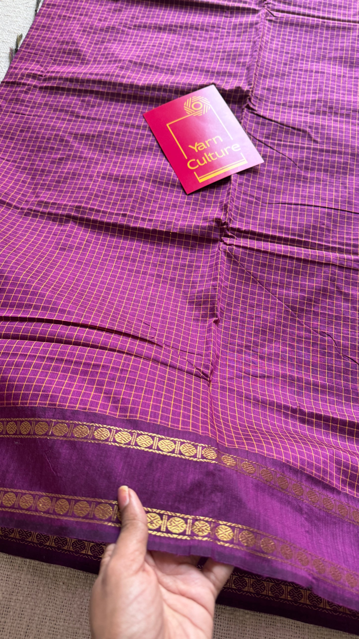 Vadamalli (purple magenta blend) - Arani Checks in cotton silk - YCCOTNA09