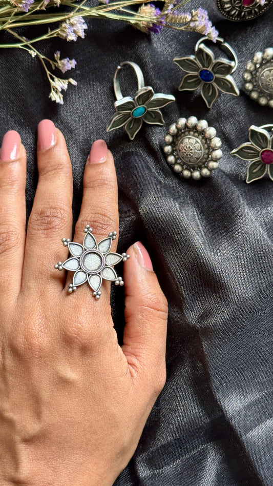 Antique Bloom - Adjustable Floral Ring - YCOSFR58