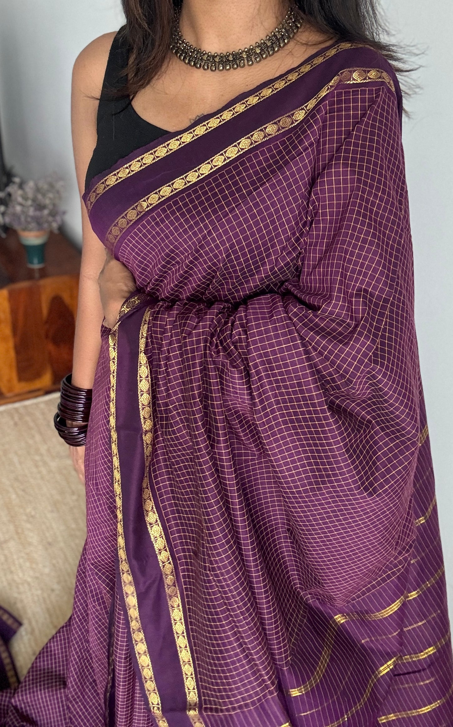 Jamun - Arani Checks in cotton silk