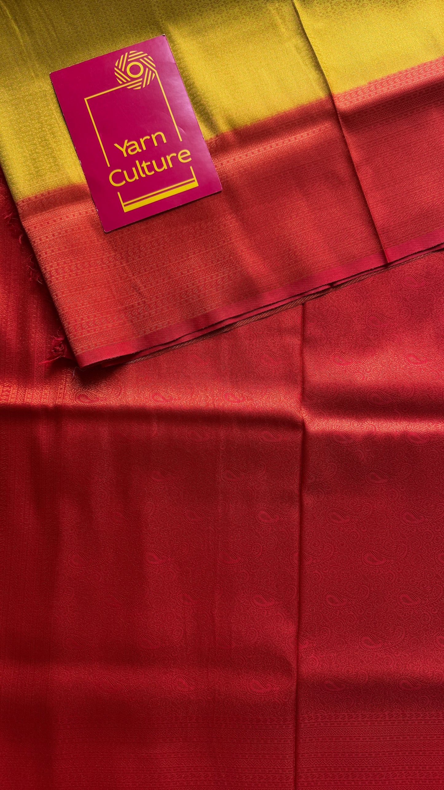 Varnika - Light green with red, semi-silk YCDOSKS06