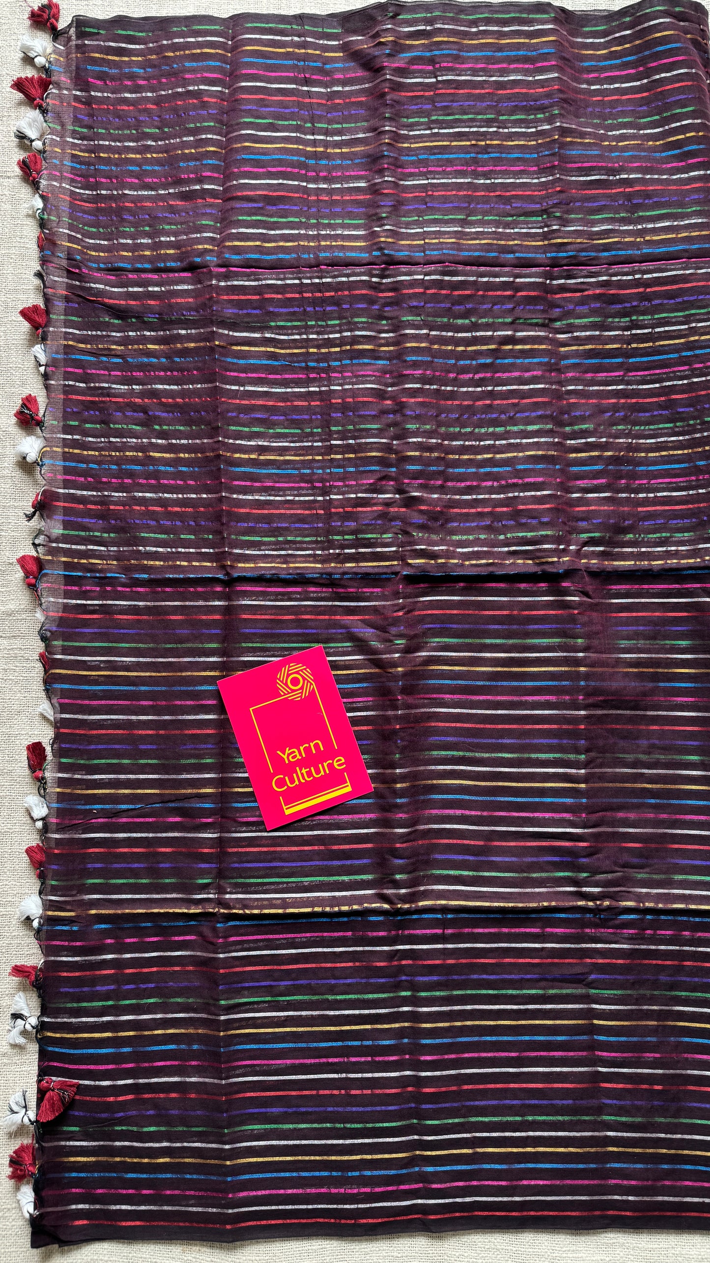 Wine Aurora - black with coloured stripes, mul cotton YCBCMCRB03