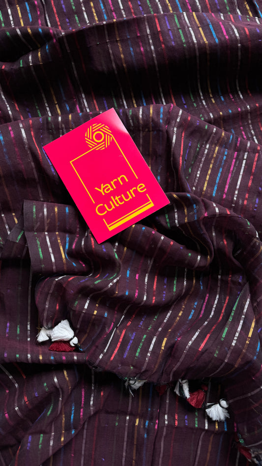 Wine Aurora - black with coloured stripes, mul cotton YCBCMCRB03