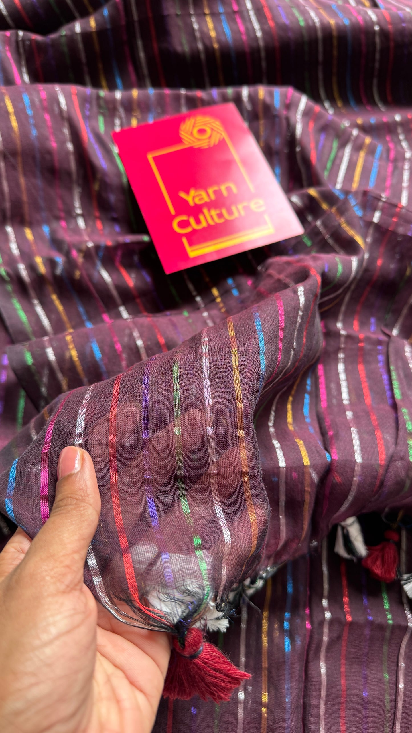 Wine Aurora - black with coloured stripes, mul cotton YCBCMCRB03