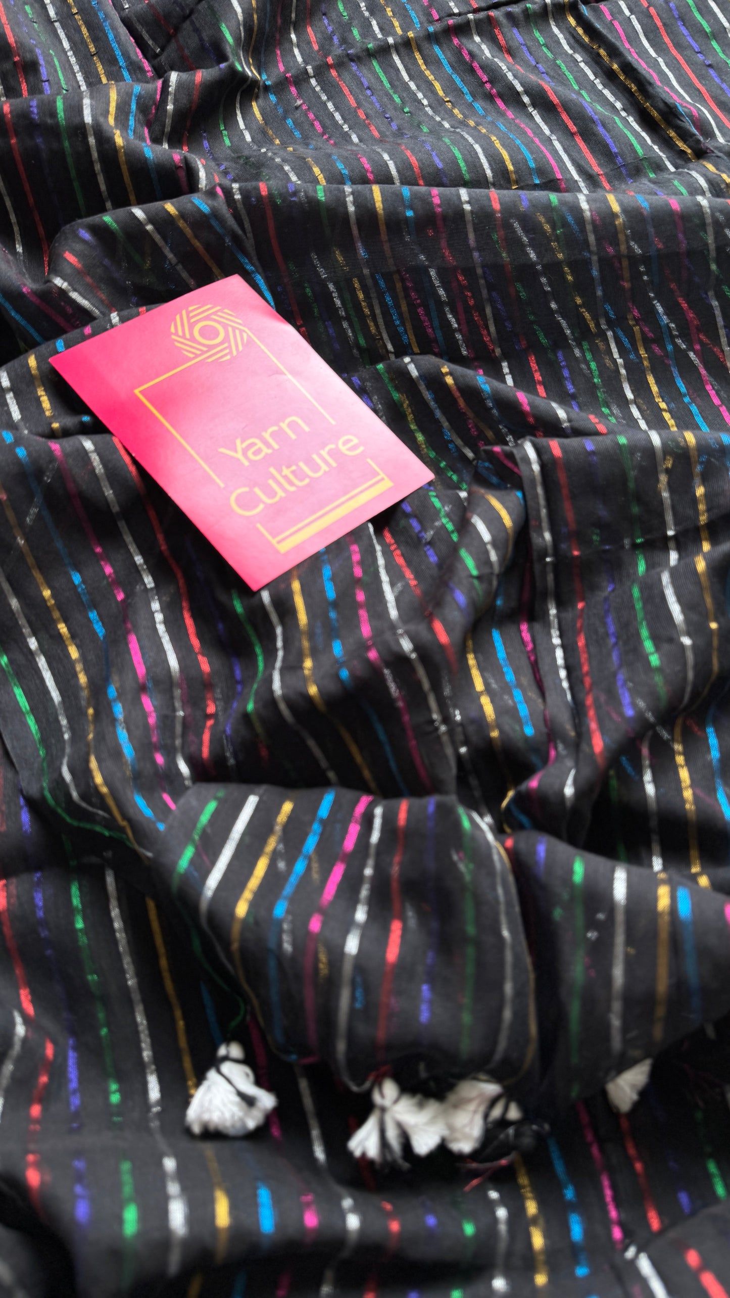 Black Aurora - black with coloured stripes, mul cotton