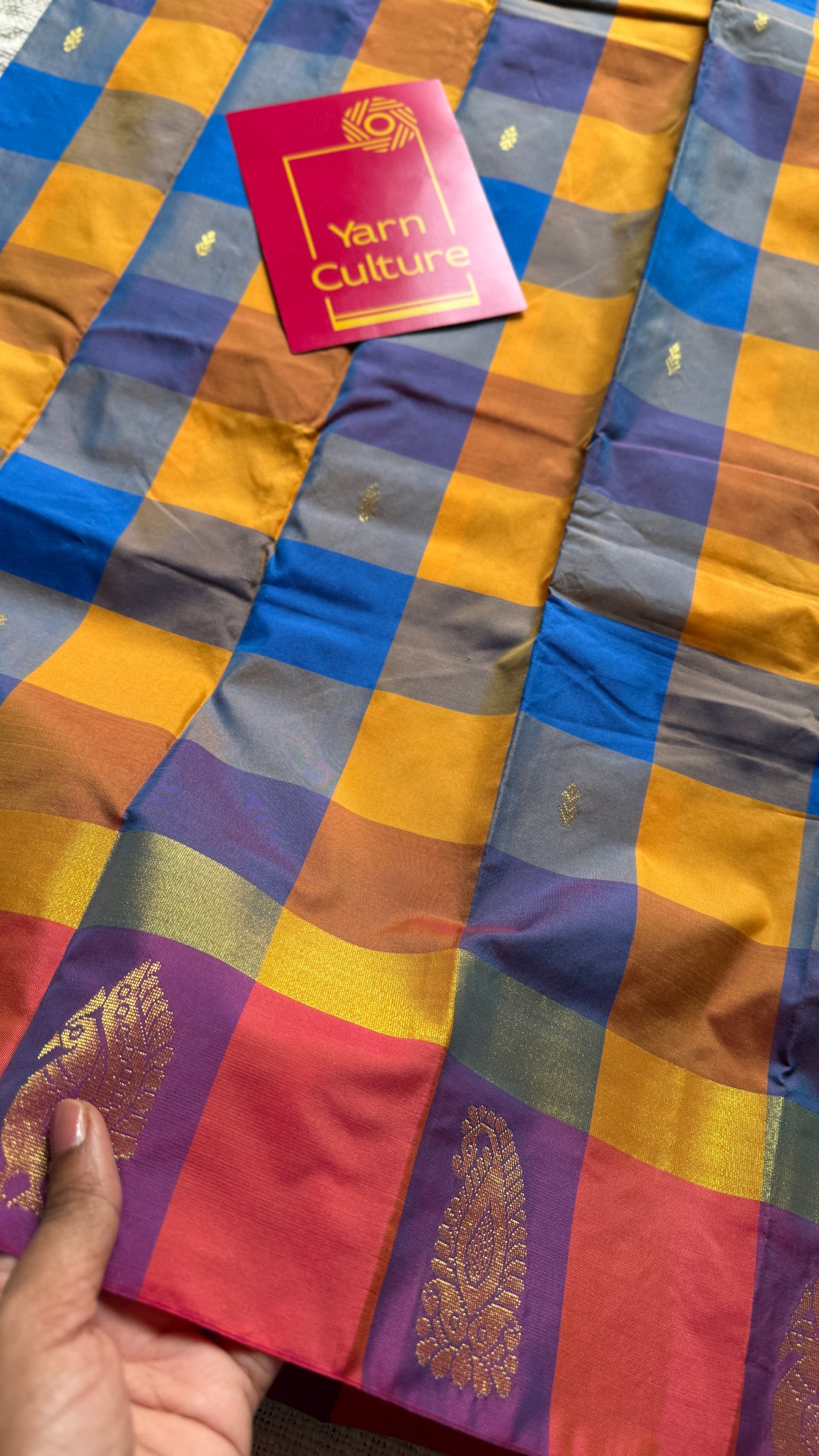 Paalum Pazhamum Canvas - Checkered Pattern, Semi-Silk