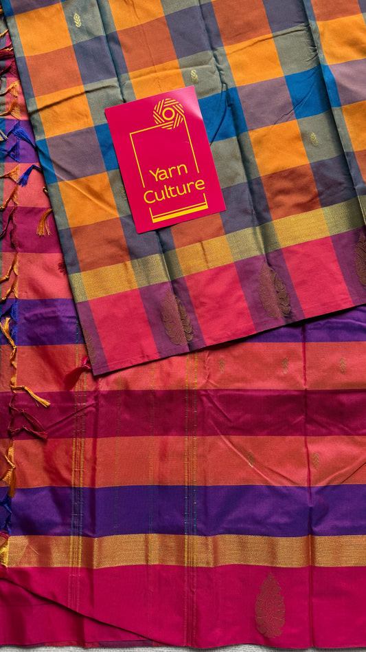 Paalum Pazhamum Symphony - Checkered Pattern, Semi-Silk - YCCOTNPPSS02