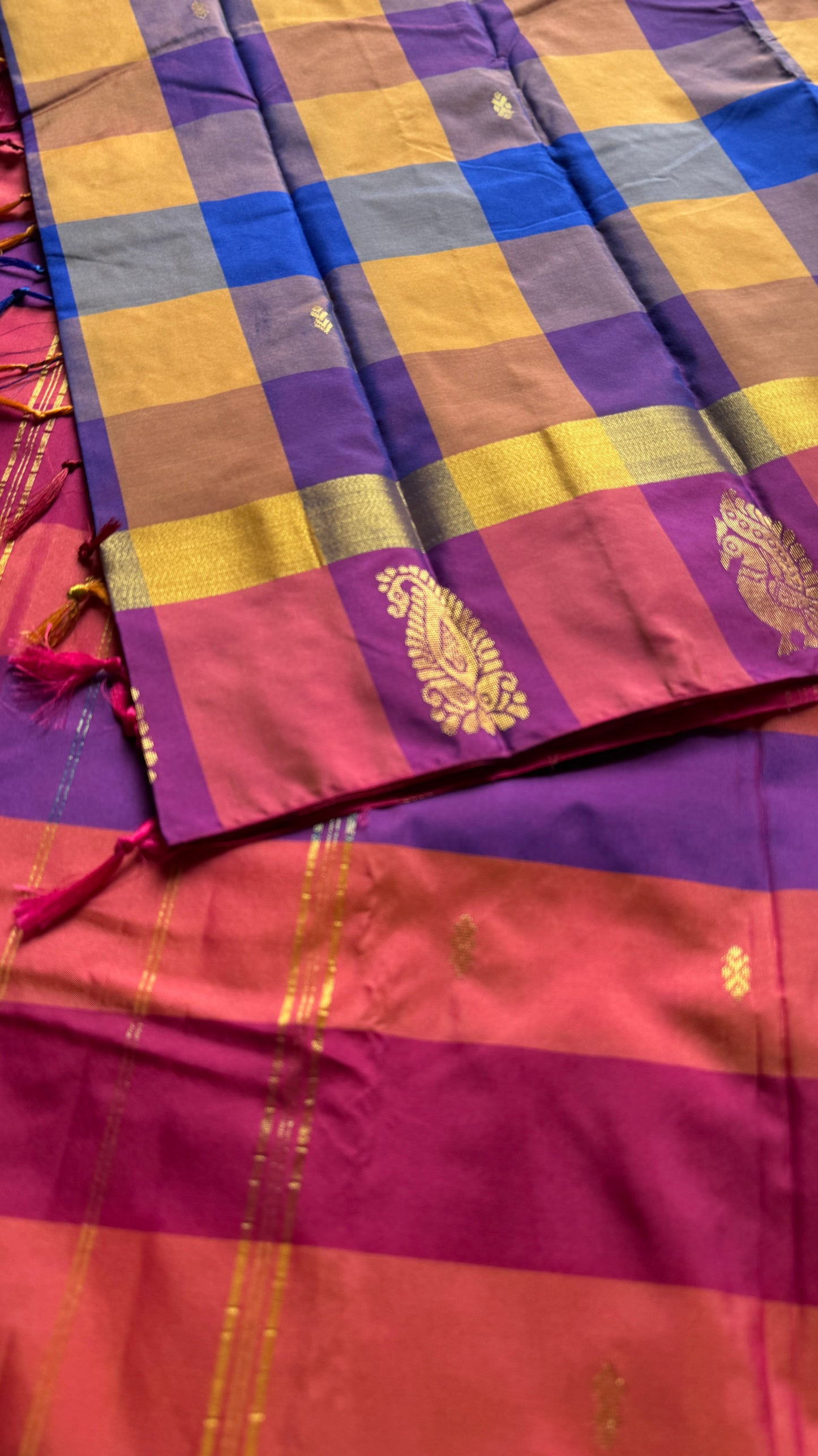 Paalum Pazhamum Palette - Checkered Pattern, Semi-Silk