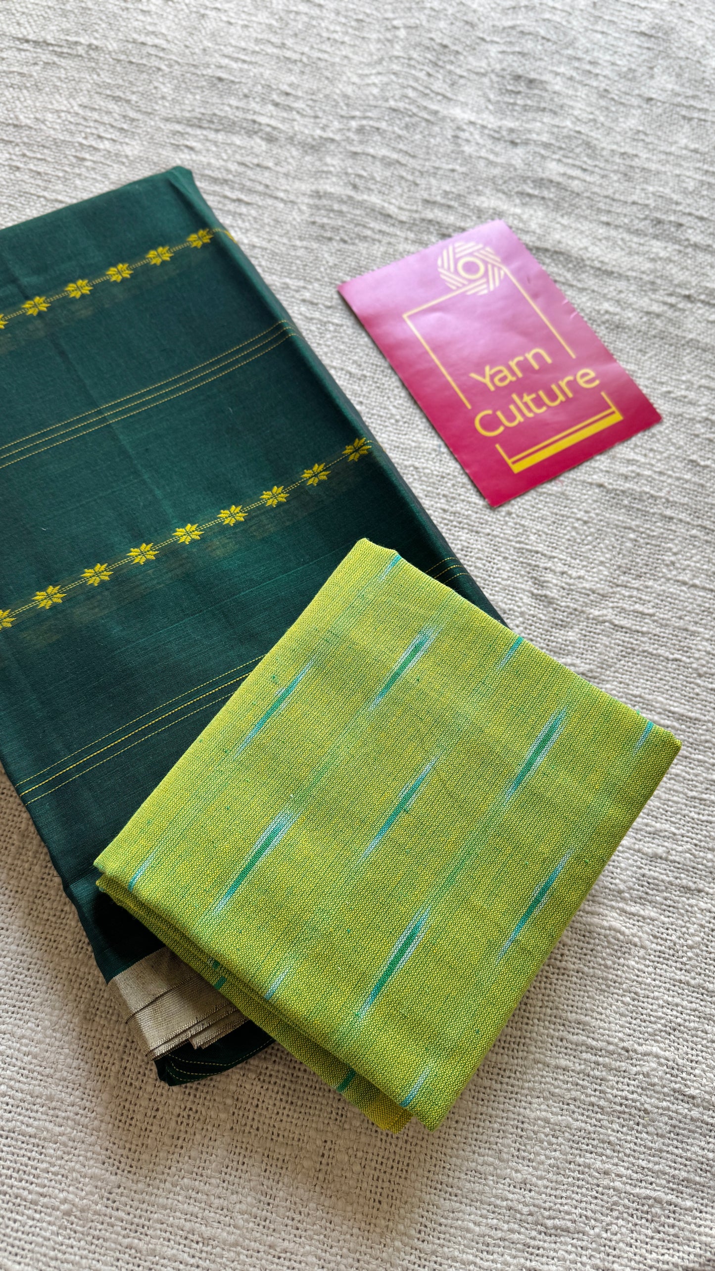 Forest Green Woven Motifs - Premium Narayanpet Soft Cotton
