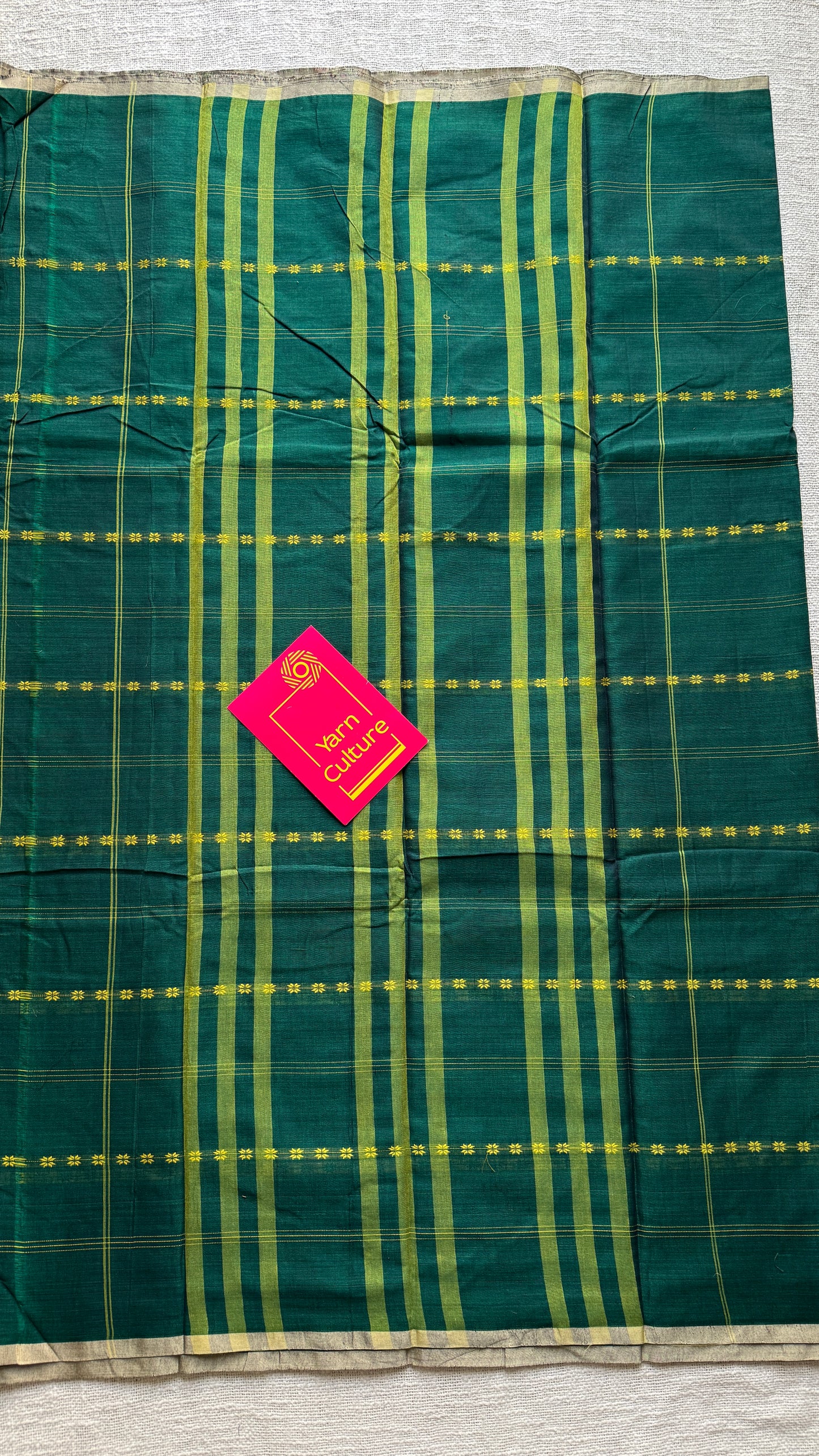 Forest Green Woven Motifs - Premium Narayanpet Soft Cotton