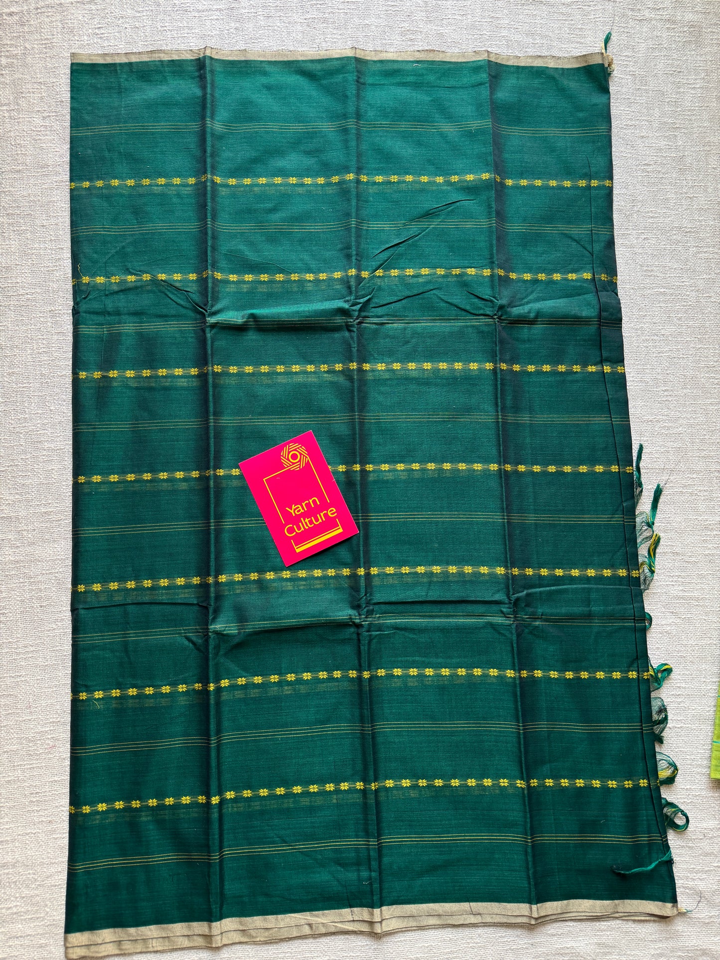 Forest Green Woven Motifs - Premium Narayanpet Soft Cotton