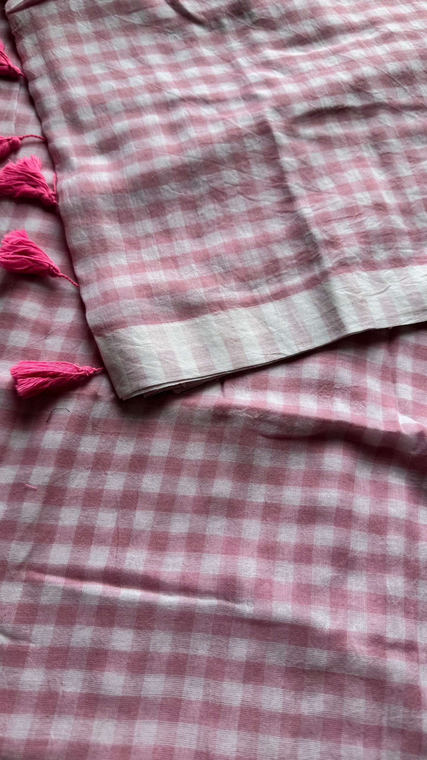 Rose Milk - Pink & off white checks, mul cotton