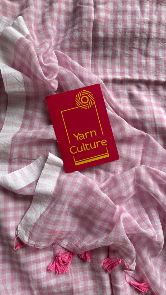 Rose Milk - Pink & off white checks, mul cotton